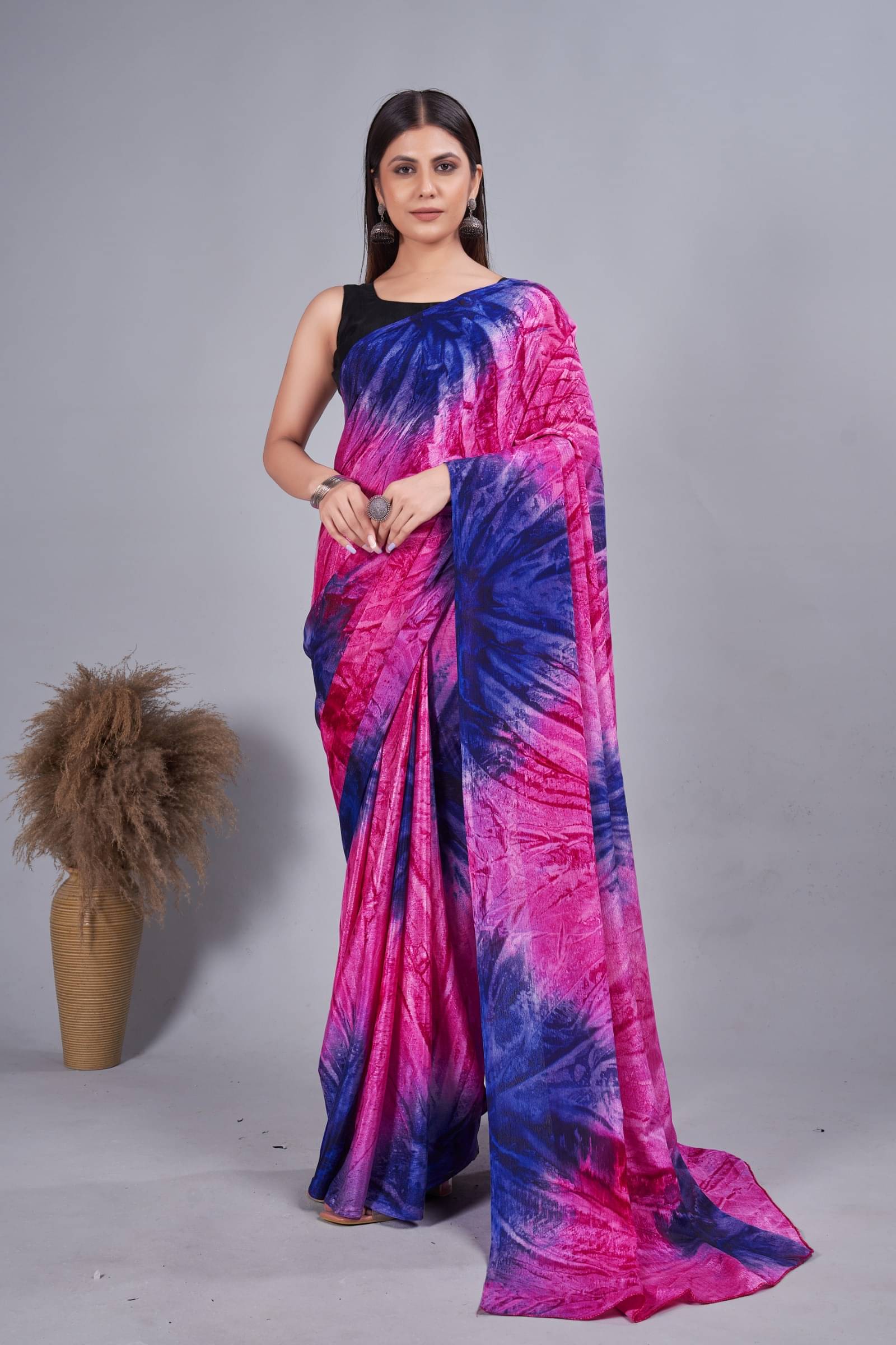     			Shree Mahantam Linen Solid Saree With Unstitched Blouse Piece ( Pink )
