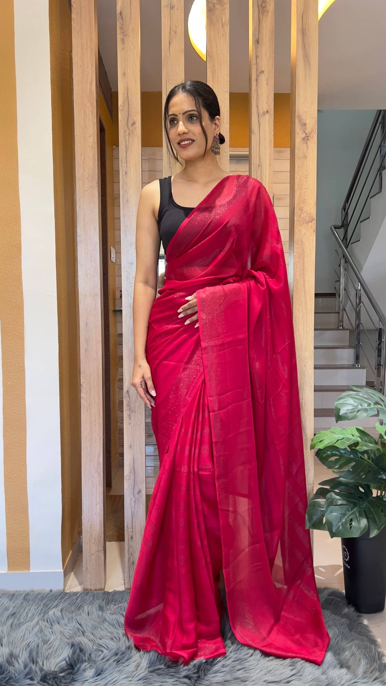 Shree Mahantam Nylon Solid Saree With Unstitched Blouse Piece ( Pink ) Shree Mahantam Nylon Solid Saree With Unstitched Blouse Piece ( Pink )