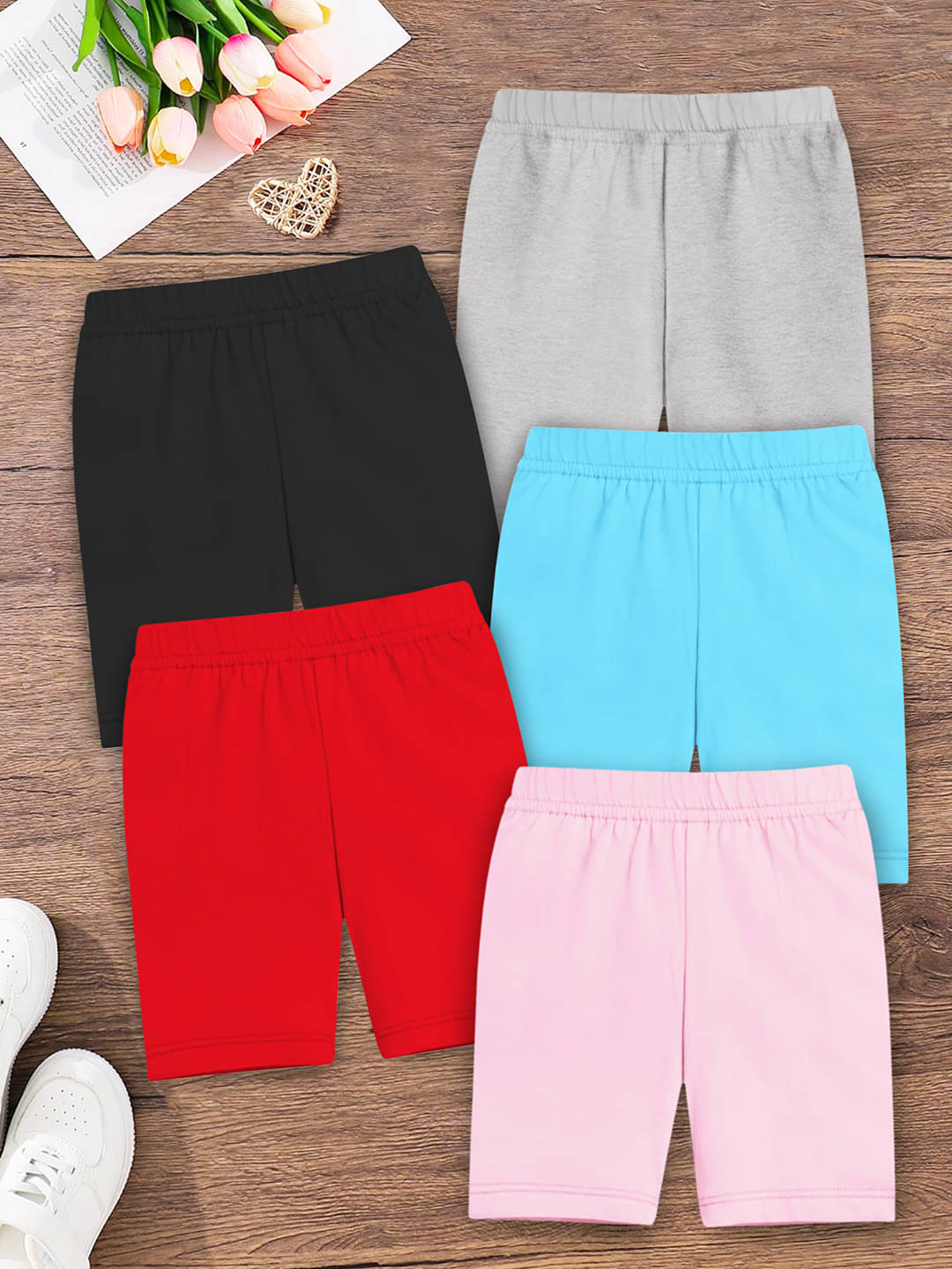     			Trampoline Pack of 5 Girls Cotton Blend Shorts ( Multicolor )