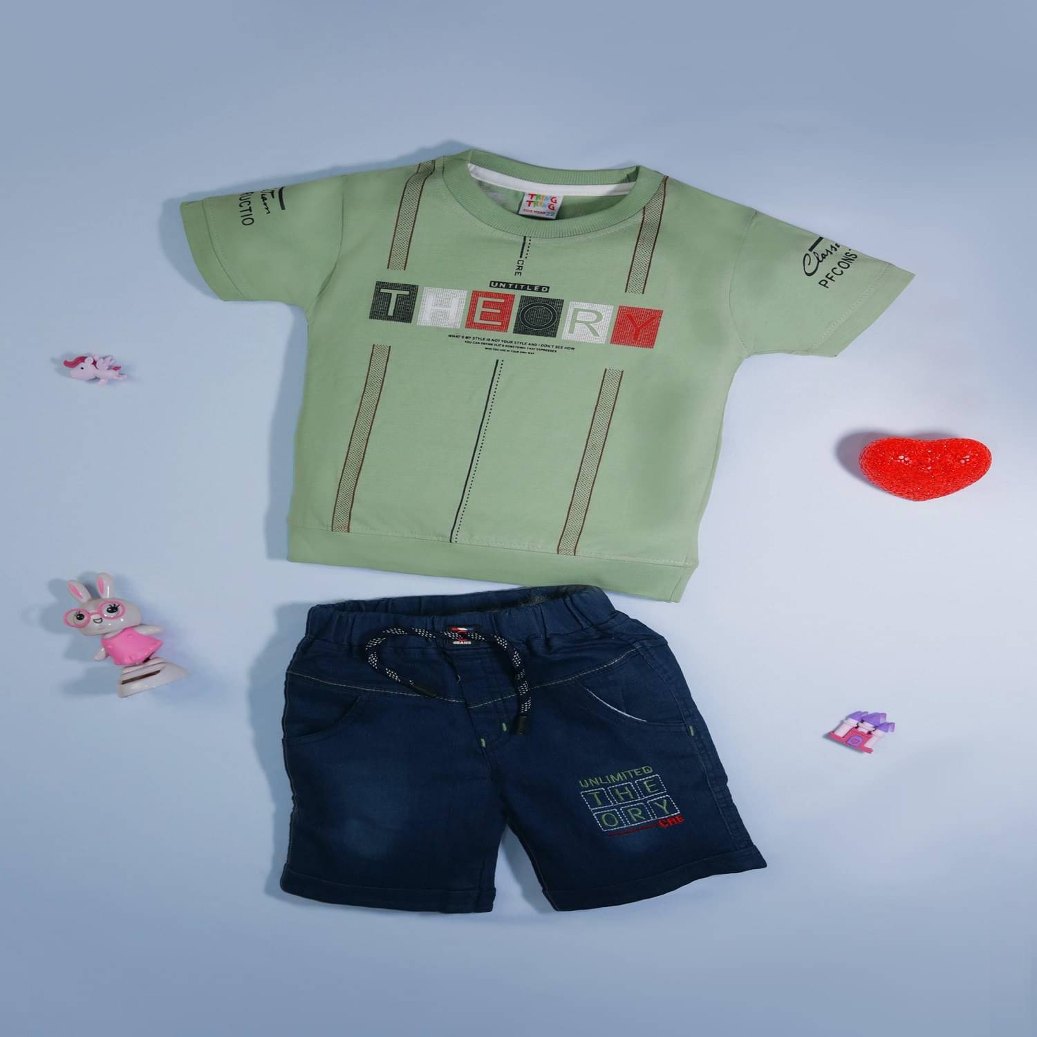     			Tring Pack of 1 Boys Cotton Blend T-Shirt & Shorts Set ( Green )