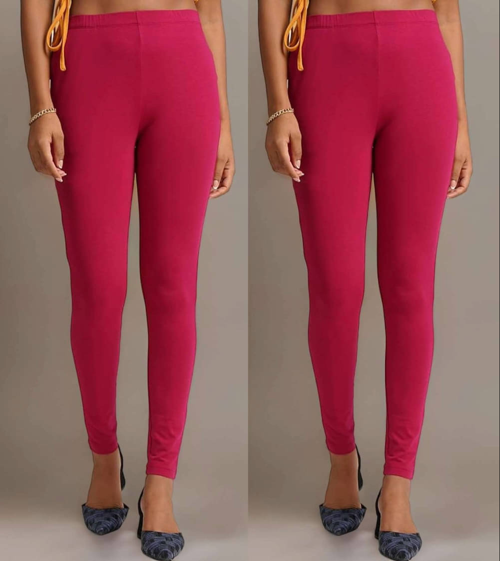     			ULTIMATE SHOPPING NETWORK Pack of 2 Lycra Women's Leggings ( Magenta )