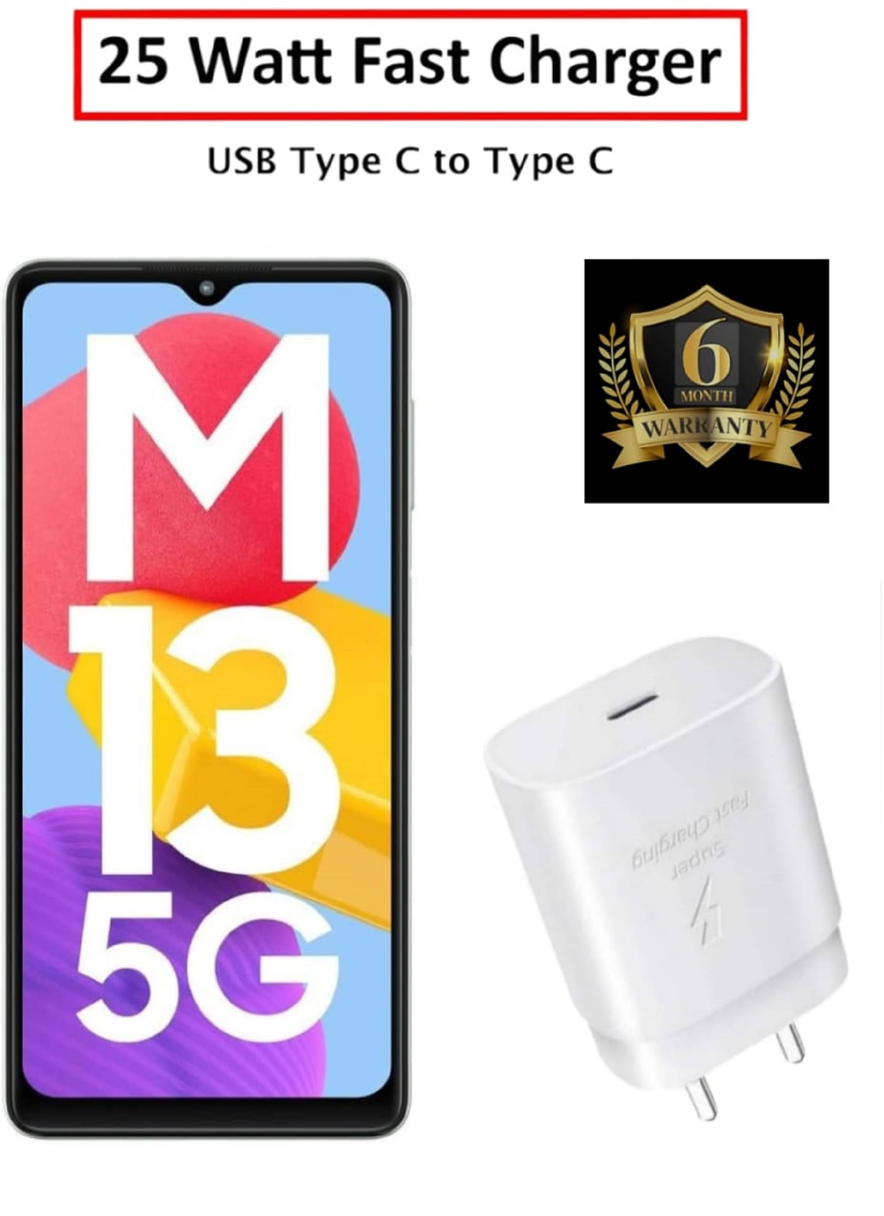    			UTRAX 25W Charger for M13 5G Type C Adapter Compatible with Samsung Galaxy M13 5G Charger, 25-Watt Type C to C Pd Charging Adapter C Type, White