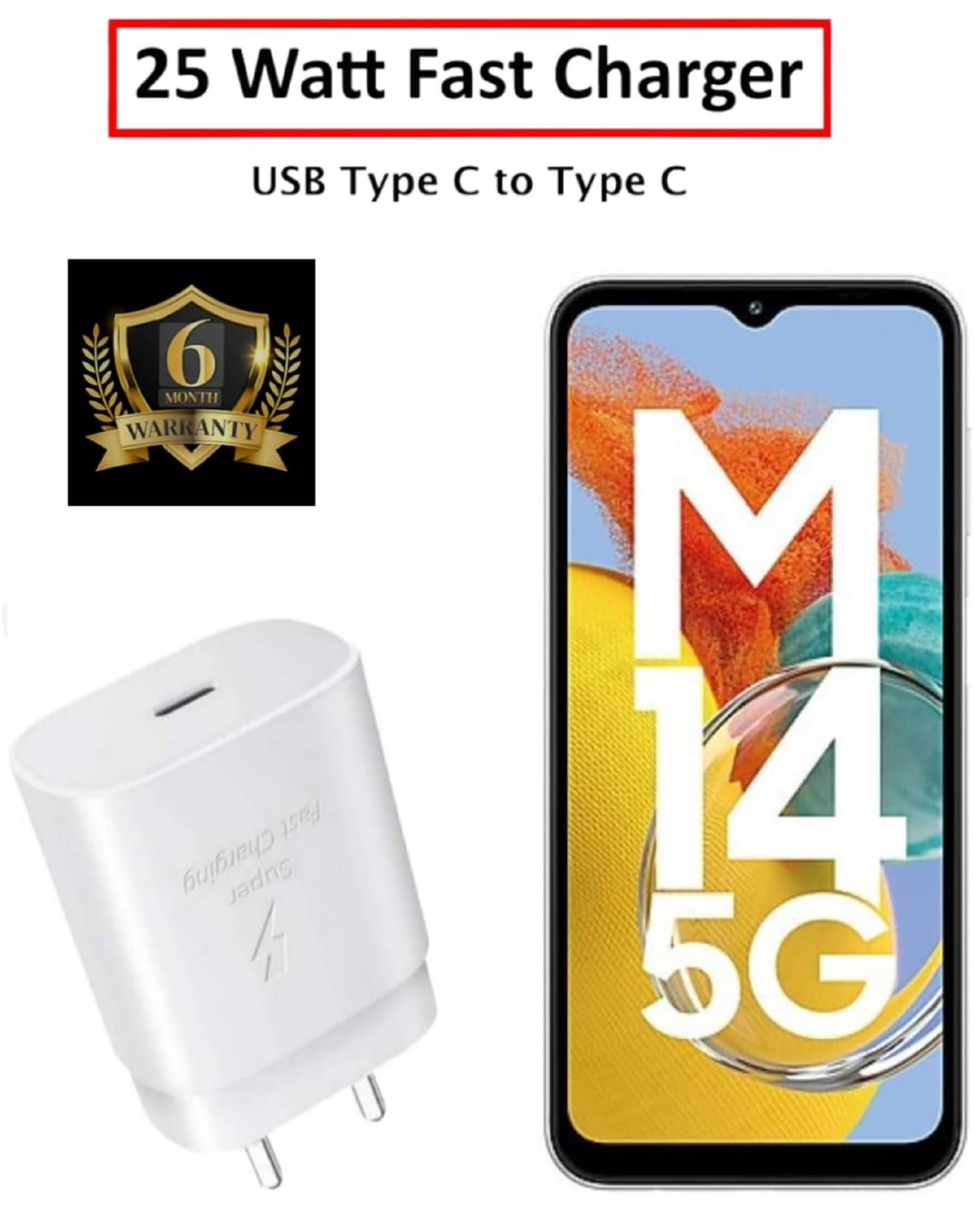     			UTRAX 25W Charger for M14 5G Type C Adapter Compatible with Samsung Galaxy M14 5G Charger, 25-Watt Type C to C Pd Charging Adapter C Type, White