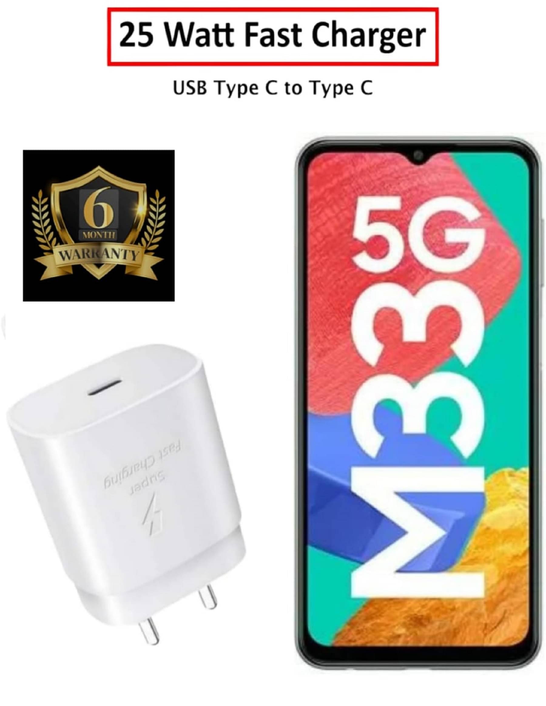     			UTRAX 25W Charger for M33 5G Type C Adapter Compatible with Samsung Galaxy M33 5G Charger, 25-Watt Type C to C Pd Charging Adapter C Type, White