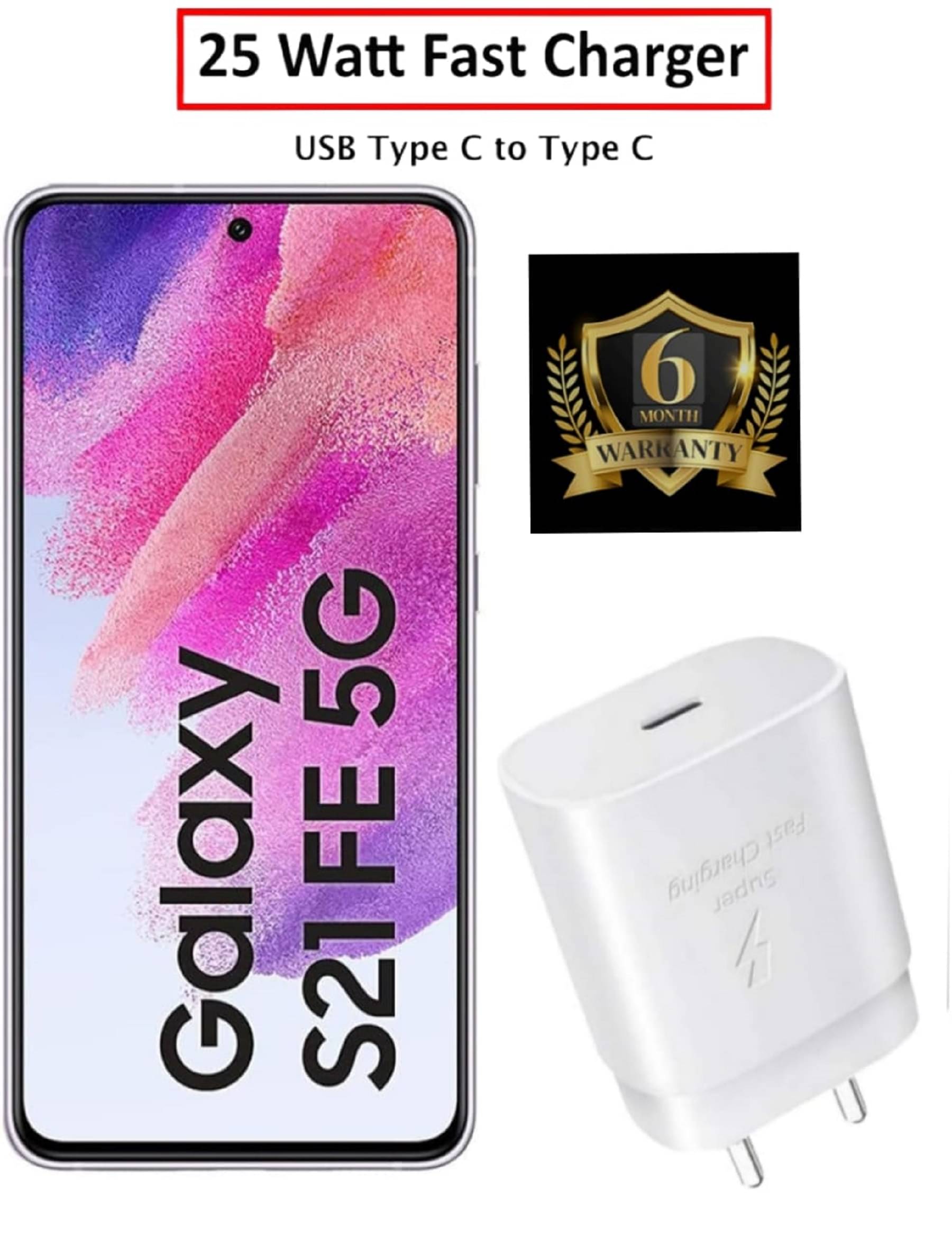     			UTRAX 25W Charger for S21 FE 5G Type C Adapter Compatible with Samsung Galaxy S21 FE 5G Charger, 25-Watt Type C to C Pd Charging Adapter C Type, White