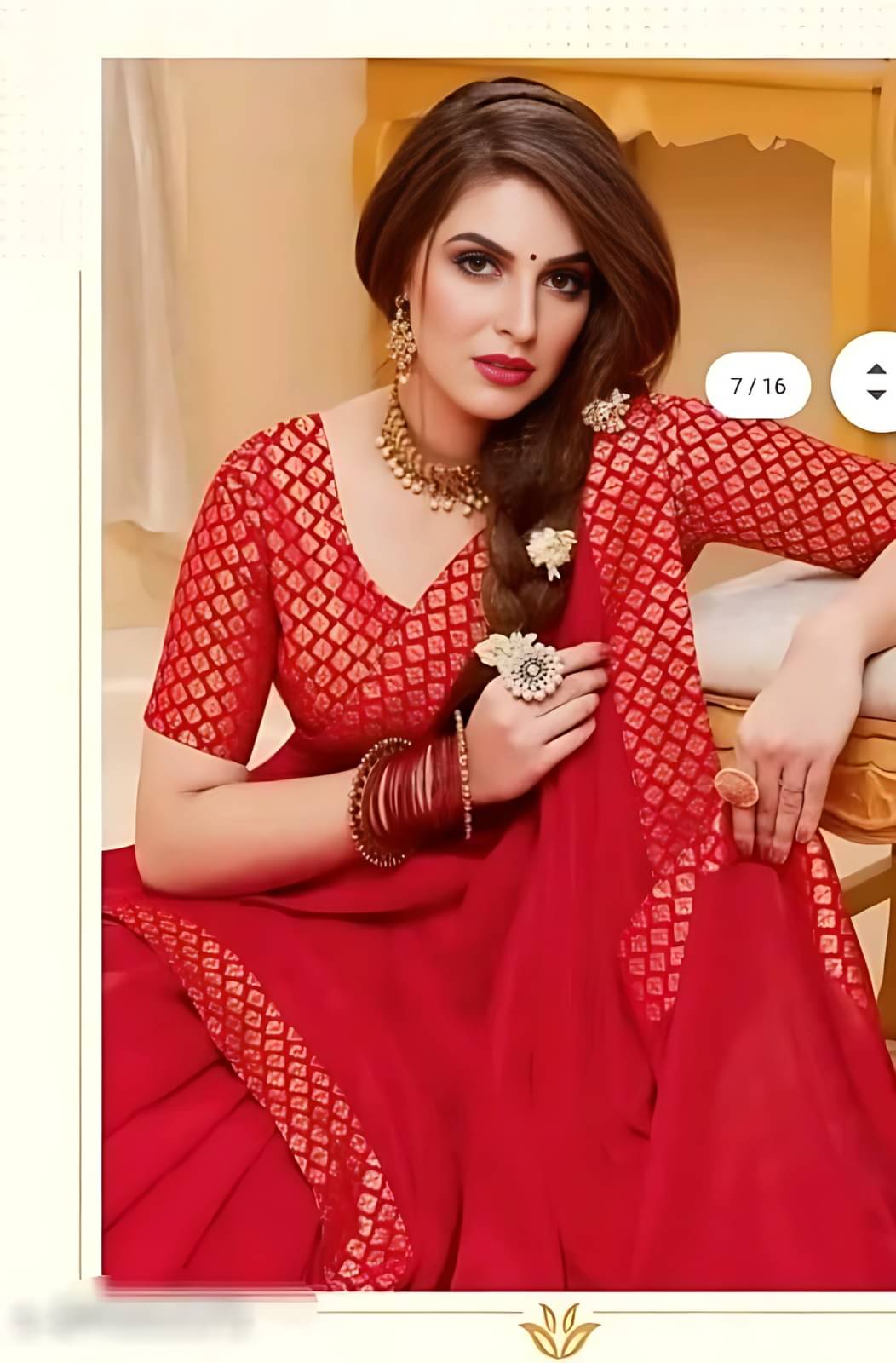 V FANCY Georgette Solid Kanjeevaram Sarees With Stitched Blouse ( Red ) V FANCY Georgette Solid Kanjeevaram Sarees With Stitched Blouse ( Red )