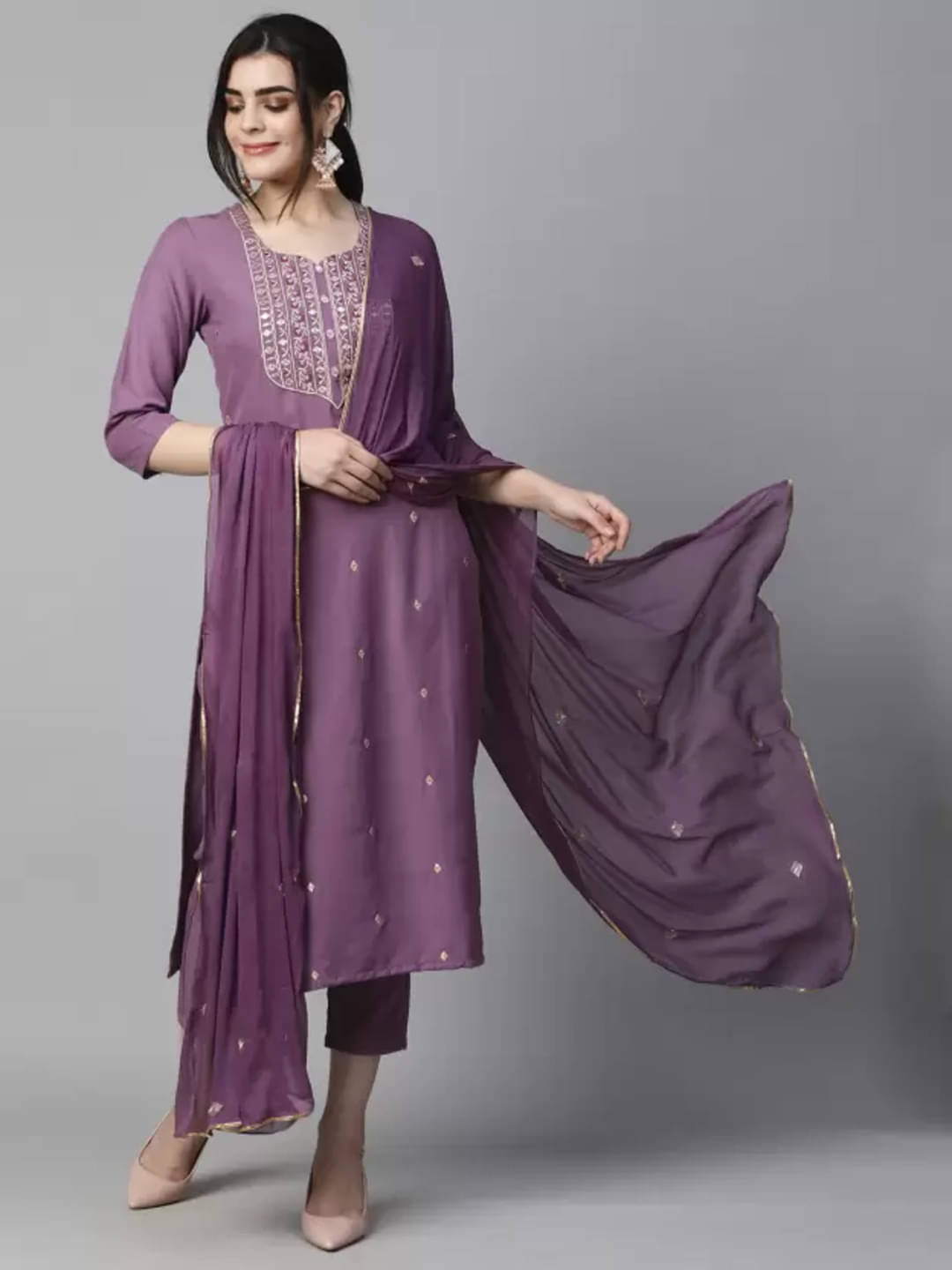 YAGNIK FASHION Women Rayon Self Design Straight Kurti With Pants ( Lavender ) YAGNIK FASHION Women Rayon Self Design Straight Kurti With Pants ( Lavender )