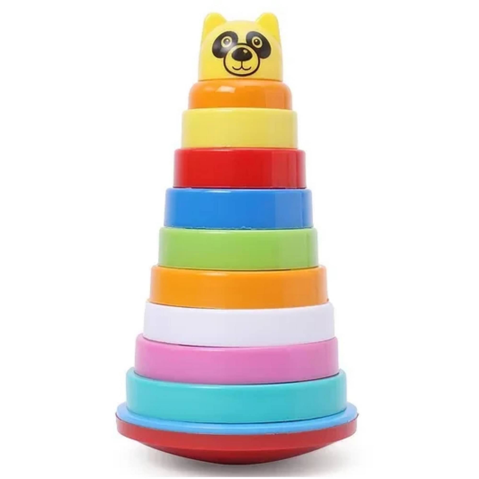     			YUIOP - Rock N Stack Sr - Stacking Toys For Kids - 9 Rings, 1 Post - Animal Face  (Multicolor)