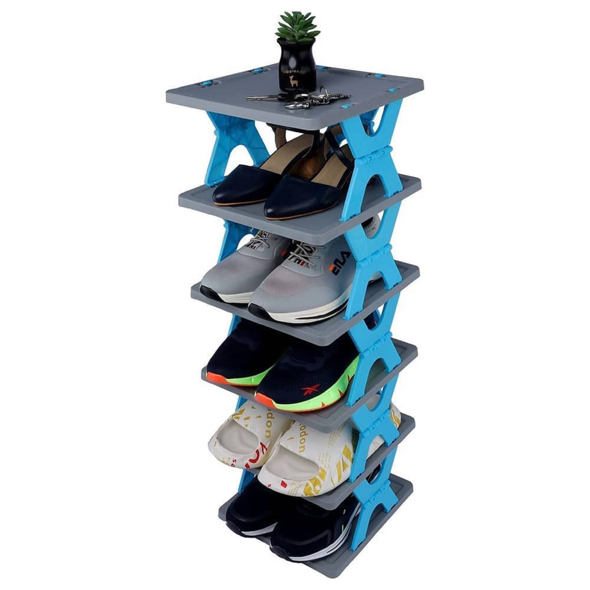 6 Layer shoes rack for home plastic, Adjustable Shoe stand organizer stackable storage bedroom entryway slots shelf footwear rack, Multi-Purpose durable plastic (6 Laayer, Multicolour) 6 Layer shoes rack for home plastic, Adjustable Shoe stand organizer stackable storage bedroom entryway slots shelf footwear rack, Multi-Purpose durable plastic (6 Laayer, Multicolour)