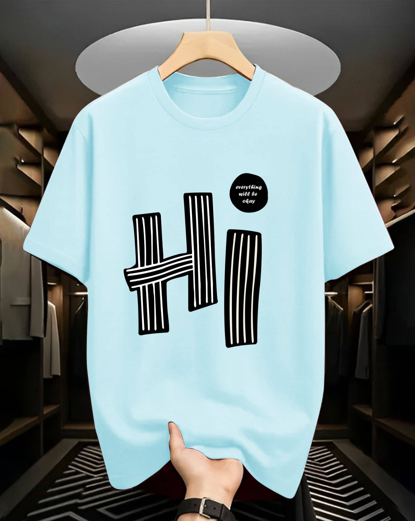 AUSK Men Cotton Blend Oversized Fit Printed T-Shirt ( Sky Blue ) AUSK Men Cotton Blend Oversized Fit Printed T-Shirt ( Sky Blue )