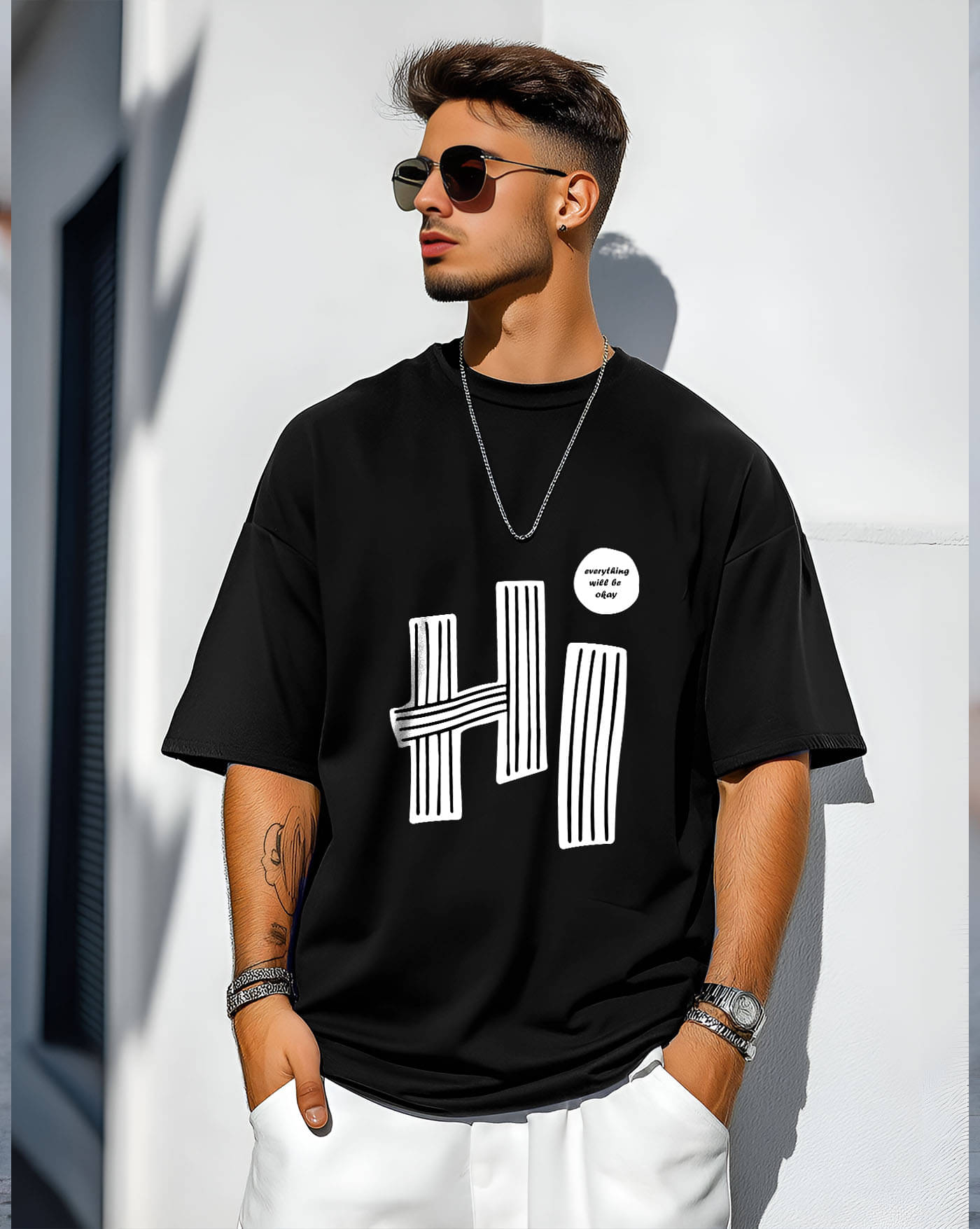     			AUSK Men Cotton Blend Oversized Fit Printed T-Shirt ( Black )