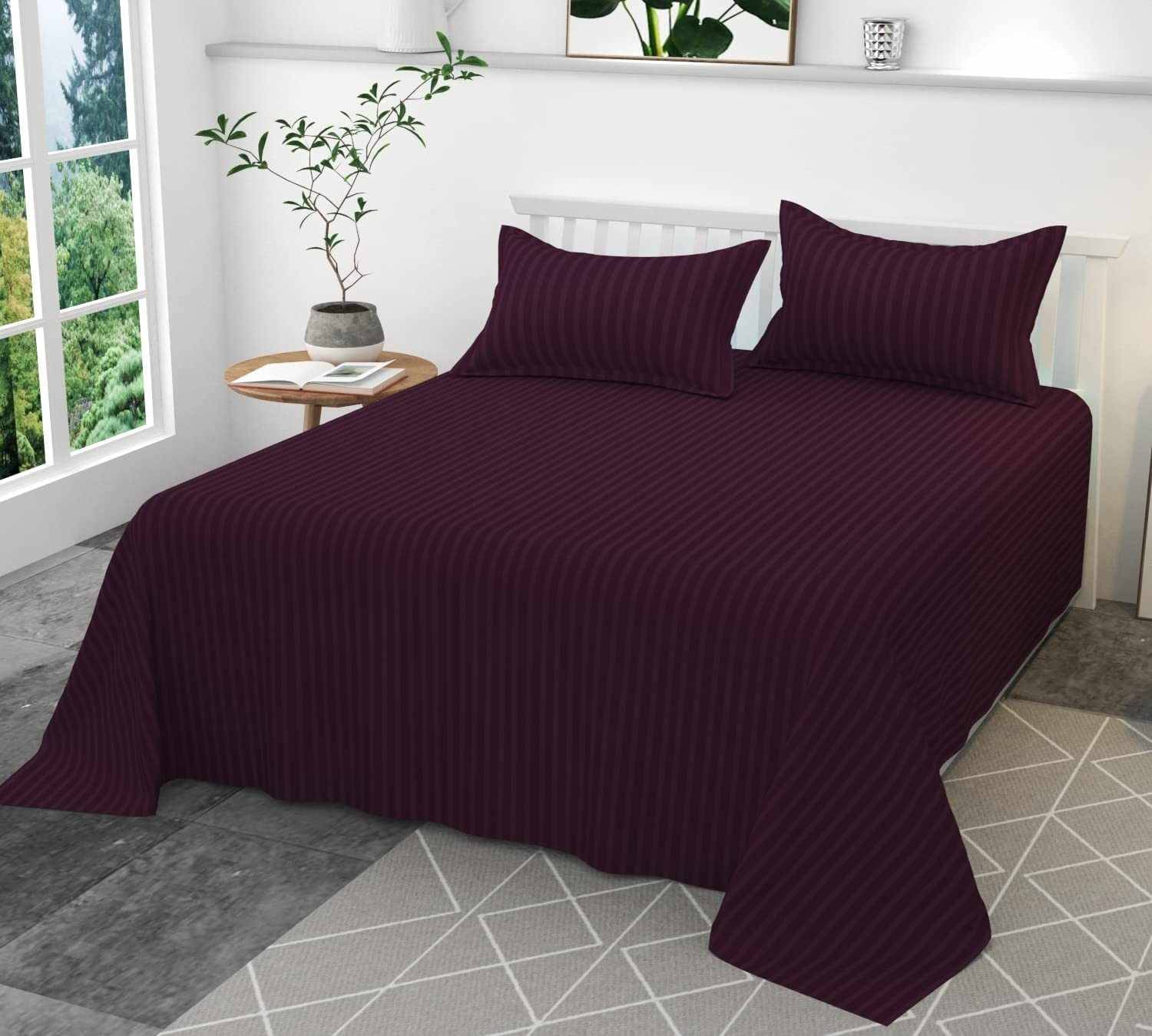     			DOMES FAB Satin 1 Double Queen Bedsheet with 2 Pillow Covers ( Purple )
