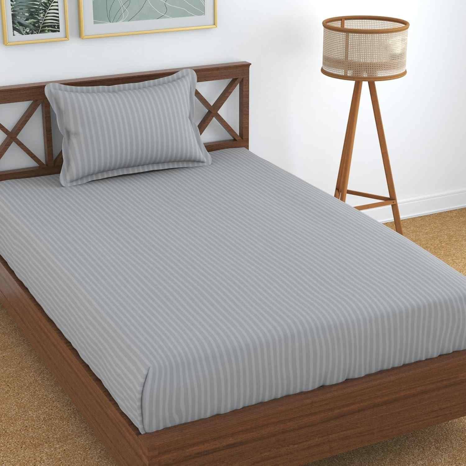 DOMES FAB Satin 1 Single Bedsheet with 1 Pillow Cover ( Silver )     			DOMES FAB Satin 1 Single Bedsheet with 1 Pillow Cover ( Silver )