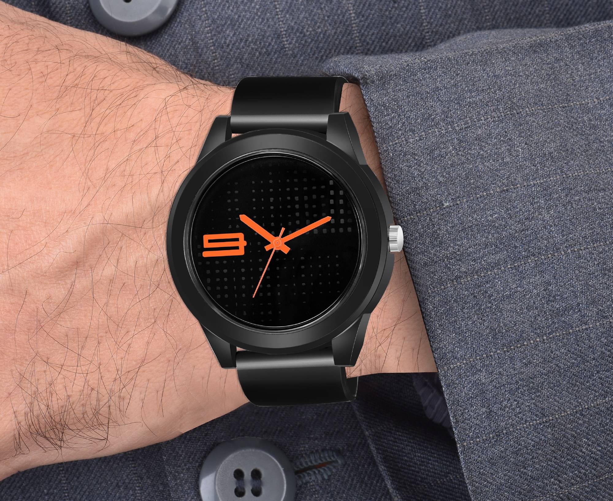     			DoubleRun Black Silicon Analog Men's Watch