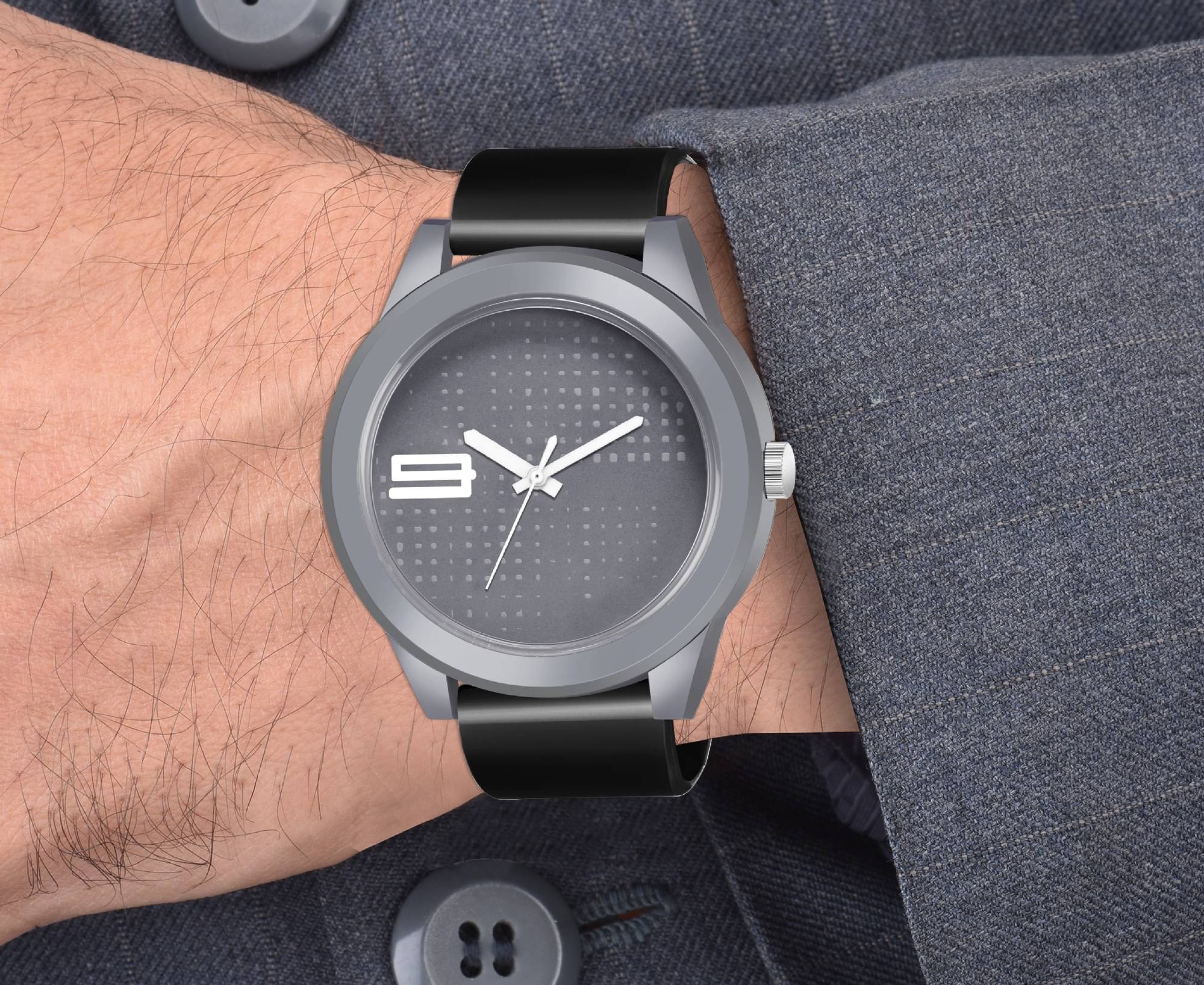    			DoubleRun Black Silicon Analog Men's Watch