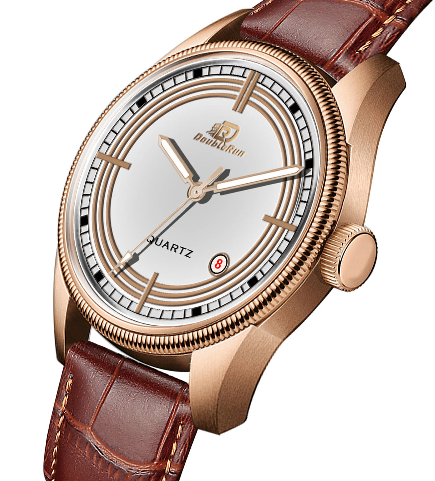     			DoubleRun Brown Leather Analog Men's Watch
