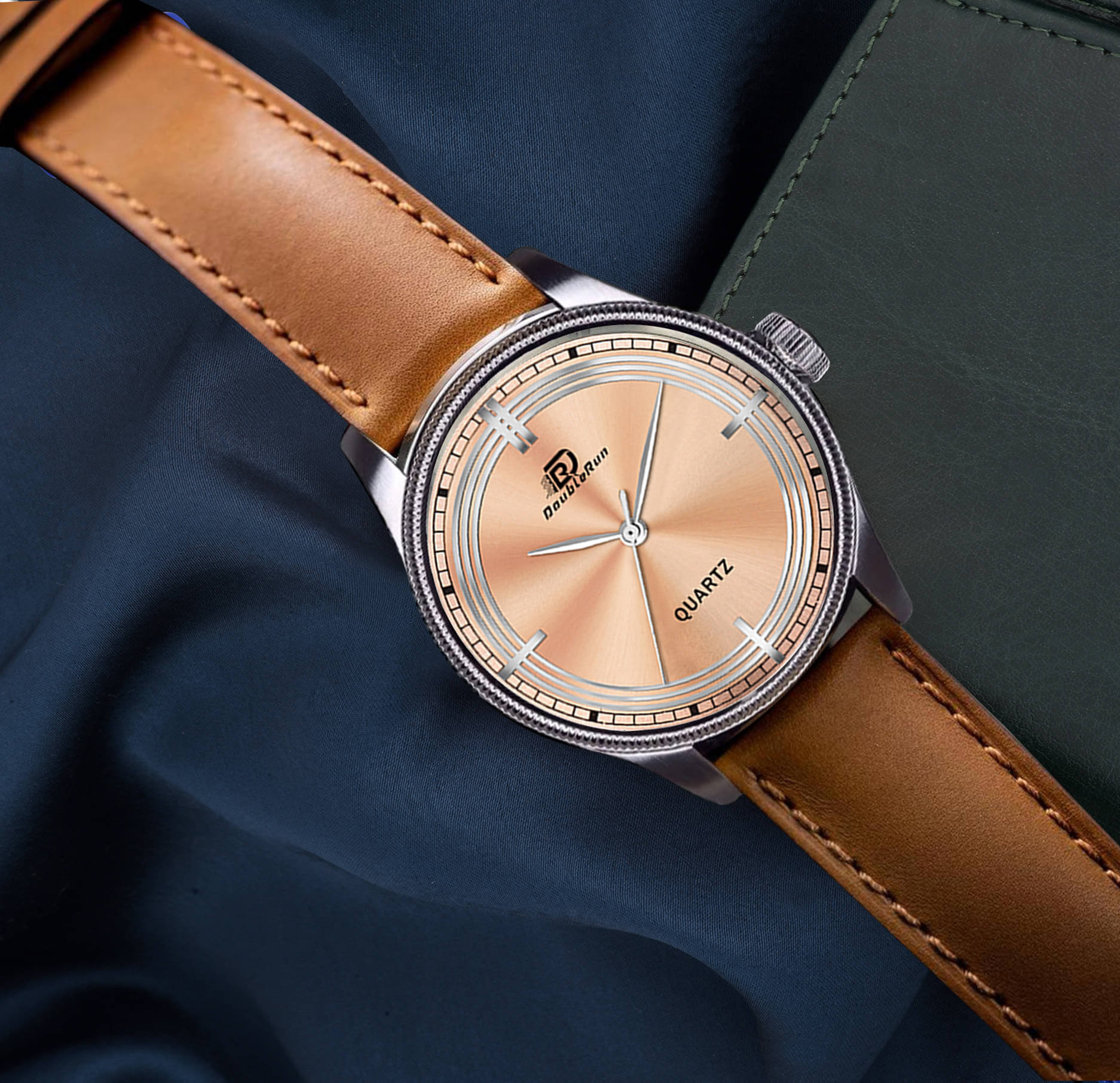     			DoubleRun Brown Leather Analog Men's Watch