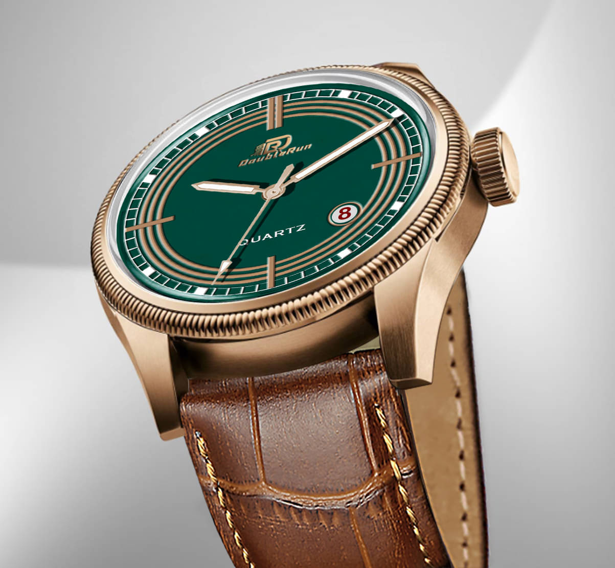     			DoubleRun Brown Leather Analog Men's Watch