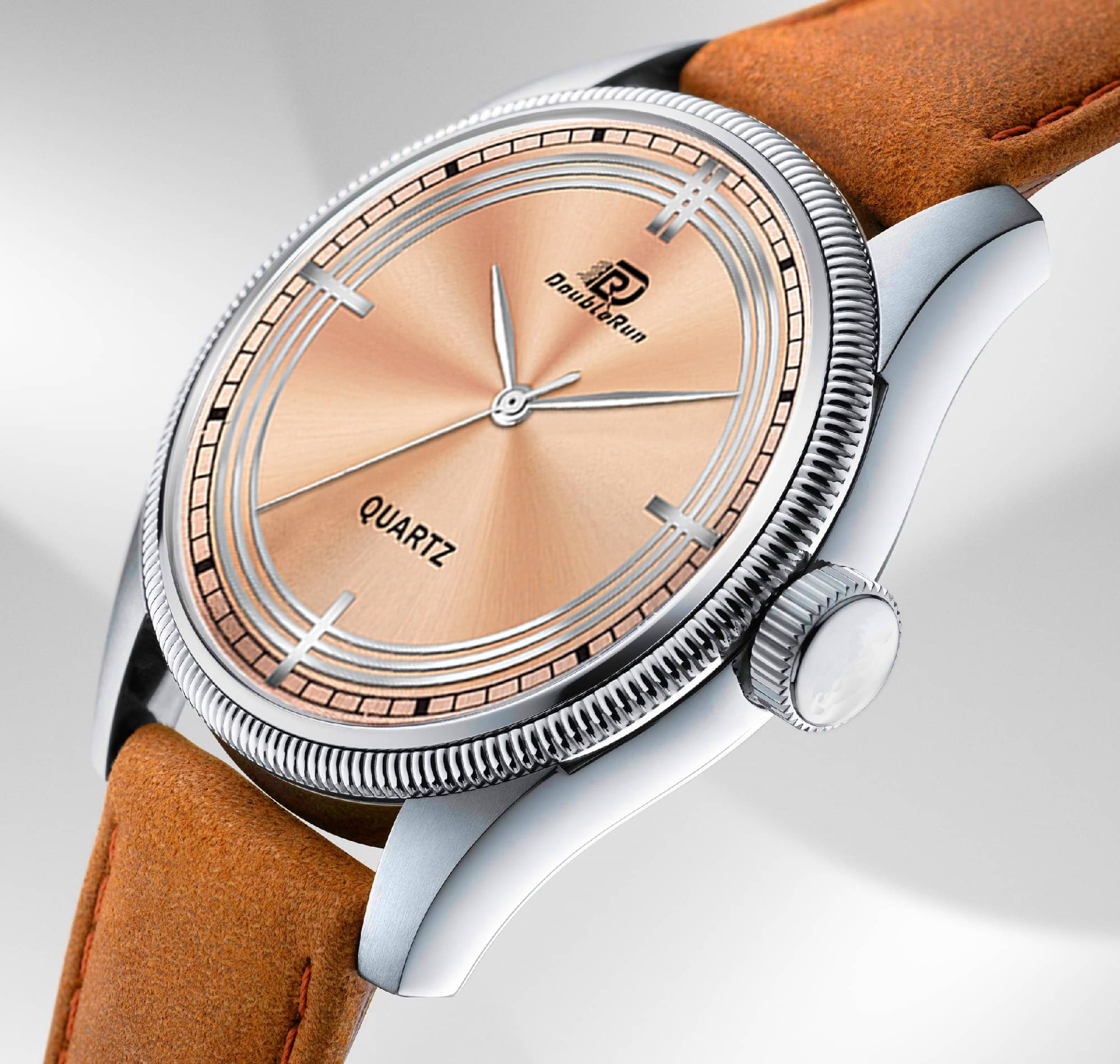     			DoubleRun Brown Leather Analog Men's Watch