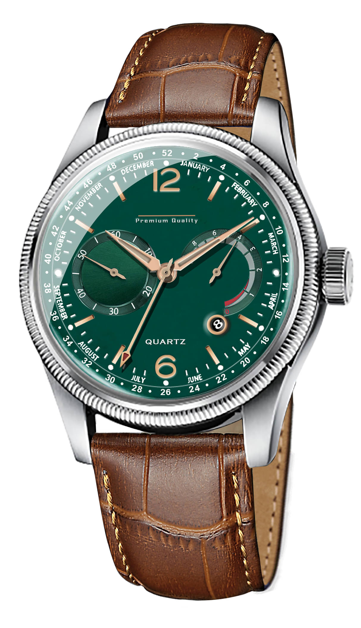     			DoubleRun Brown Leather Analog Men's Watch