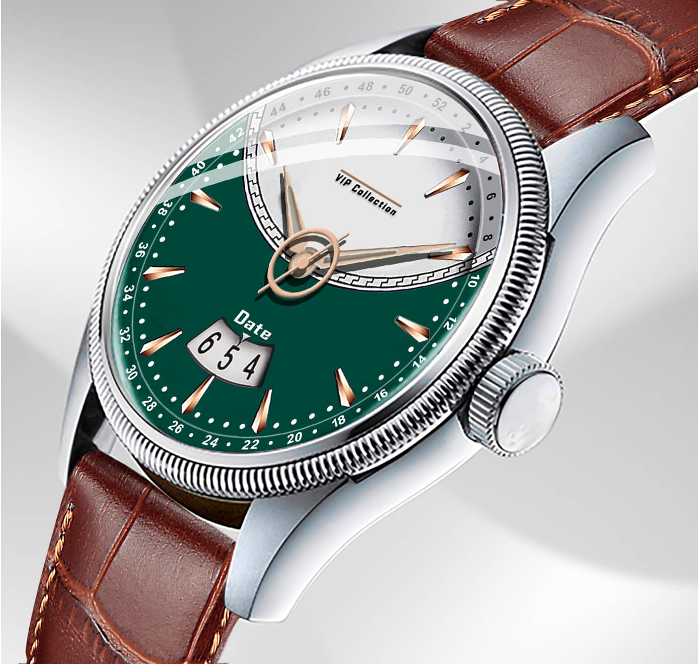     			DoubleRun Brown Leather Analog Men's Watch