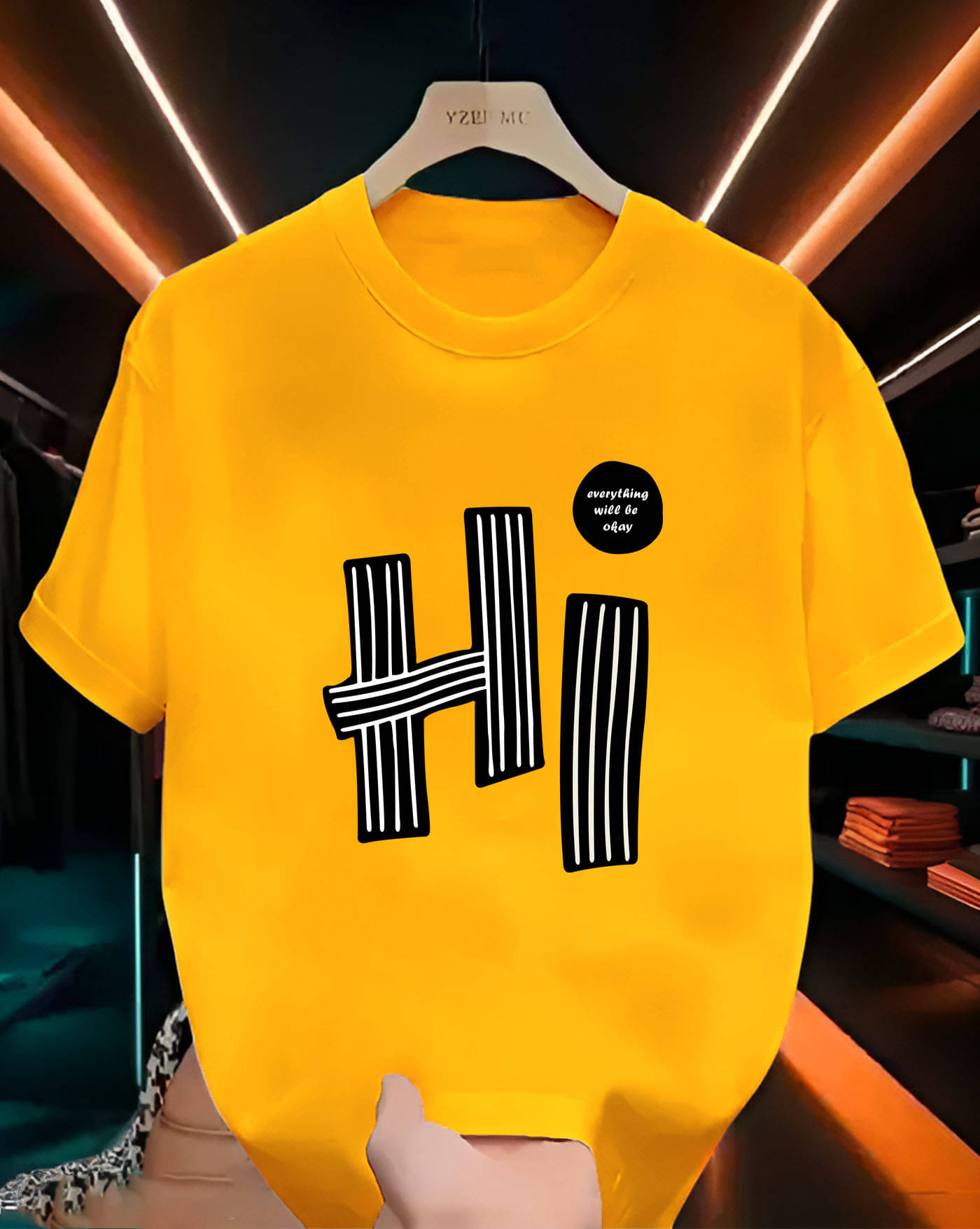     			ENITOR Men Cotton Blend Oversized Fit Printed T-Shirt ( Mustard )