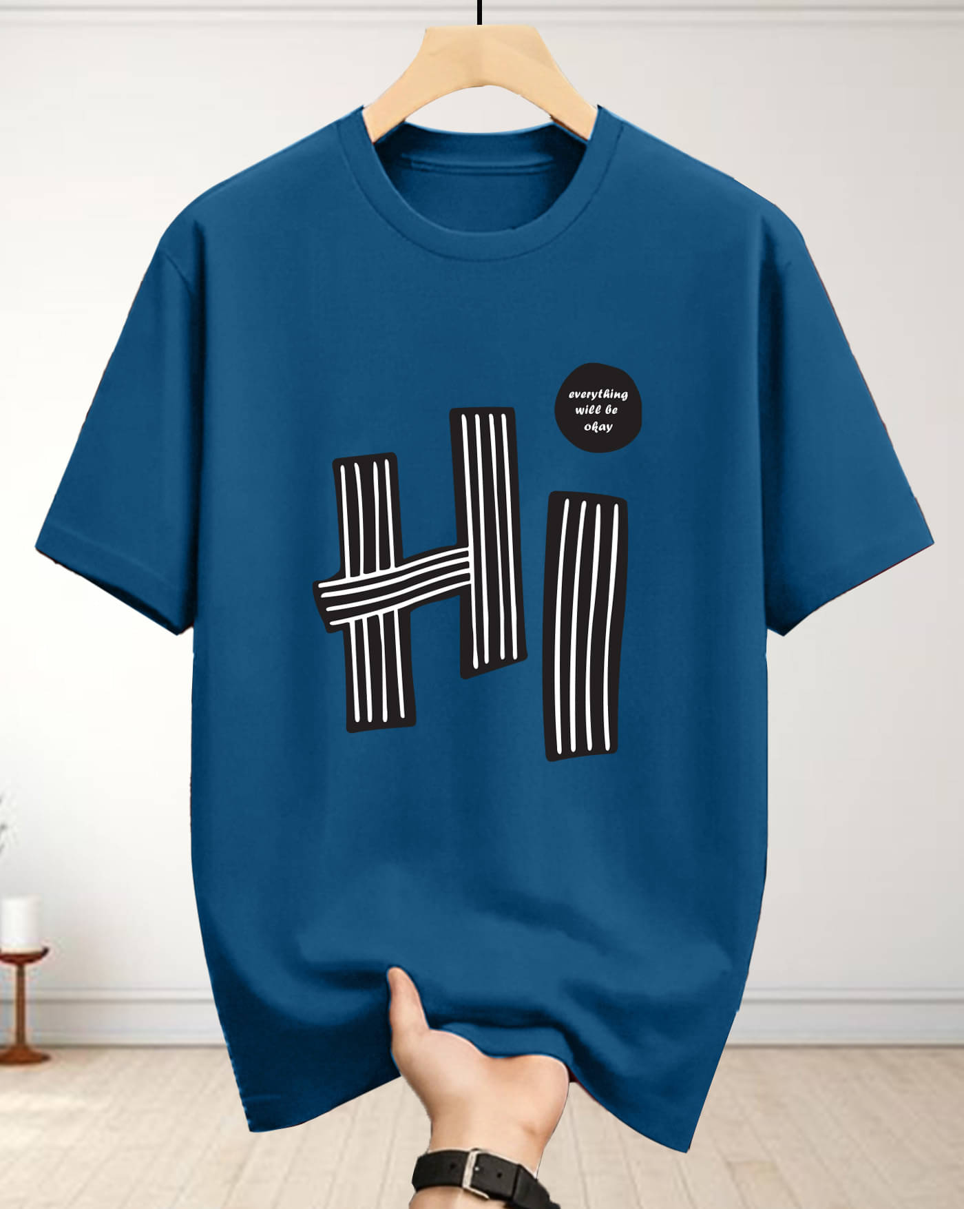 ENITOR Men Cotton Blend Oversized Fit Printed T-Shirt ( Teal Blue ) ENITOR Men Cotton Blend Oversized Fit Printed T-Shirt ( Teal Blue )