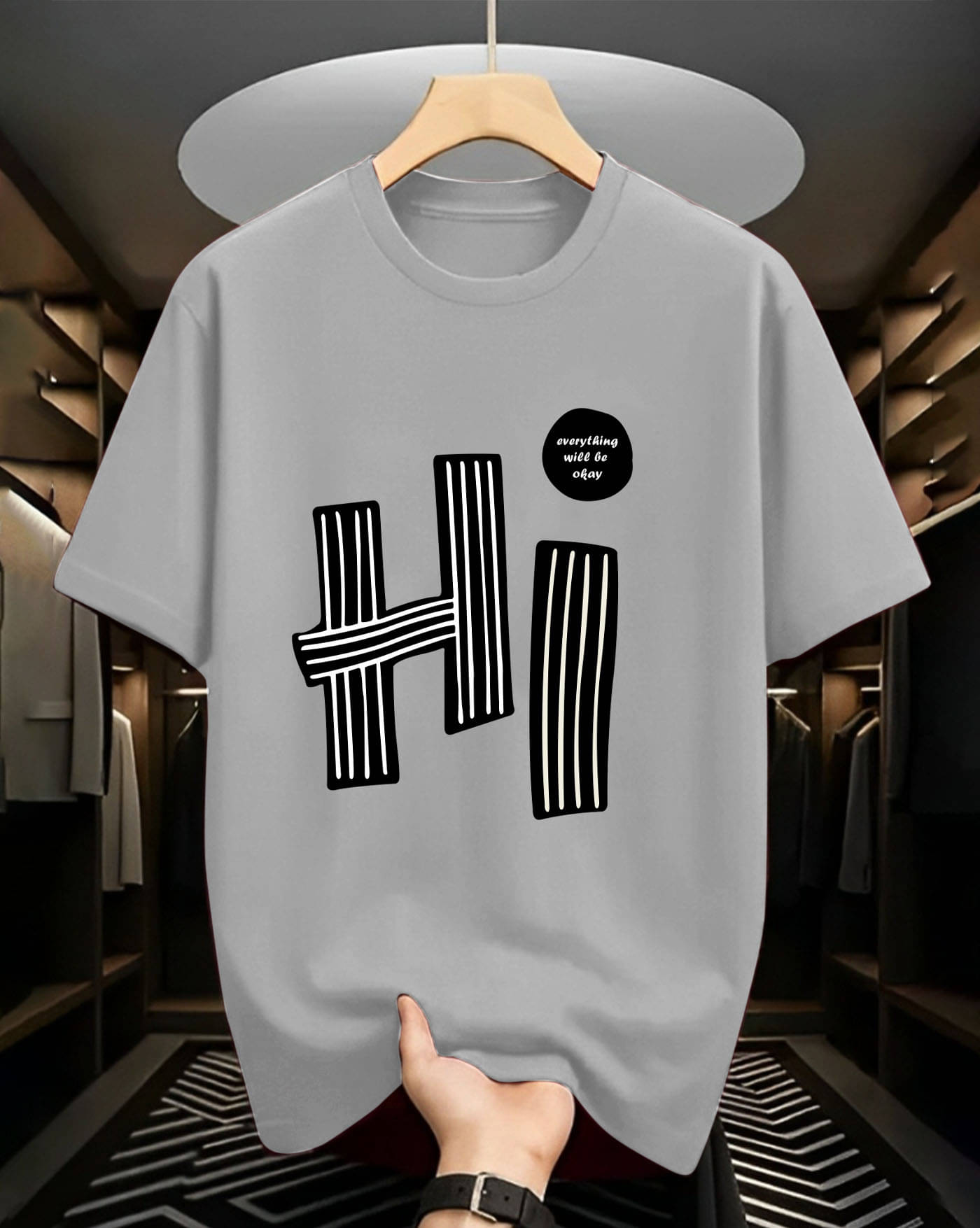 ENITOR Men Cotton Blend Oversized Fit Printed T-Shirt ( Grey ) ENITOR Men Cotton Blend Oversized Fit Printed T-Shirt ( Grey )