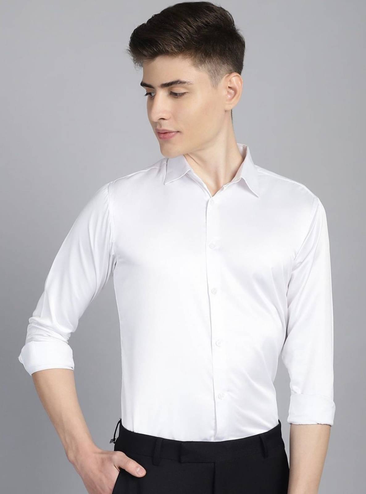 Helix Attire Satin Regular Fit Full Sleeves Men's Formal Shirt - White ( Pack of 1 ) Helix Attire Satin Regular Fit Full Sleeves Men's Formal Shirt - White ( Pack of 1 )