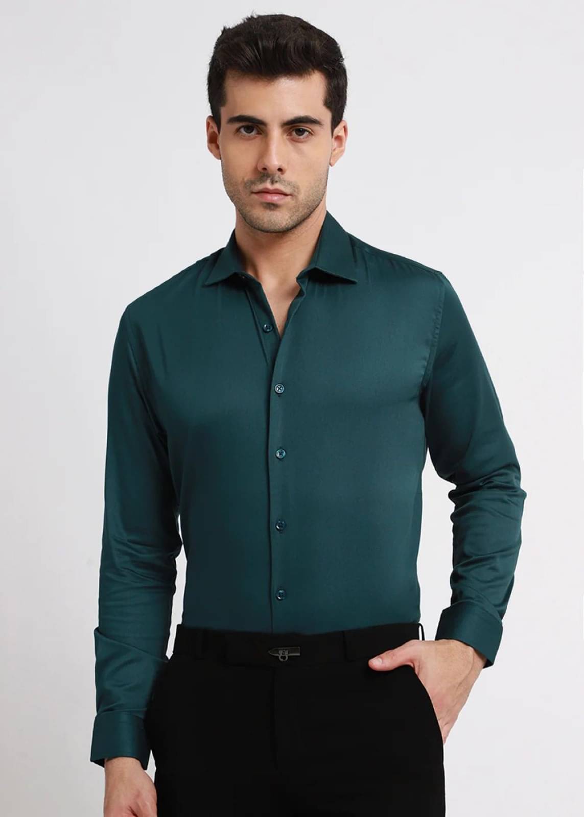 Helix Attire Satin Regular Fit Full Sleeves Men's Formal Shirt - Green ( Pack of 1 ) Helix Attire Satin Regular Fit Full Sleeves Men's Formal Shirt - Green ( Pack of 1 )