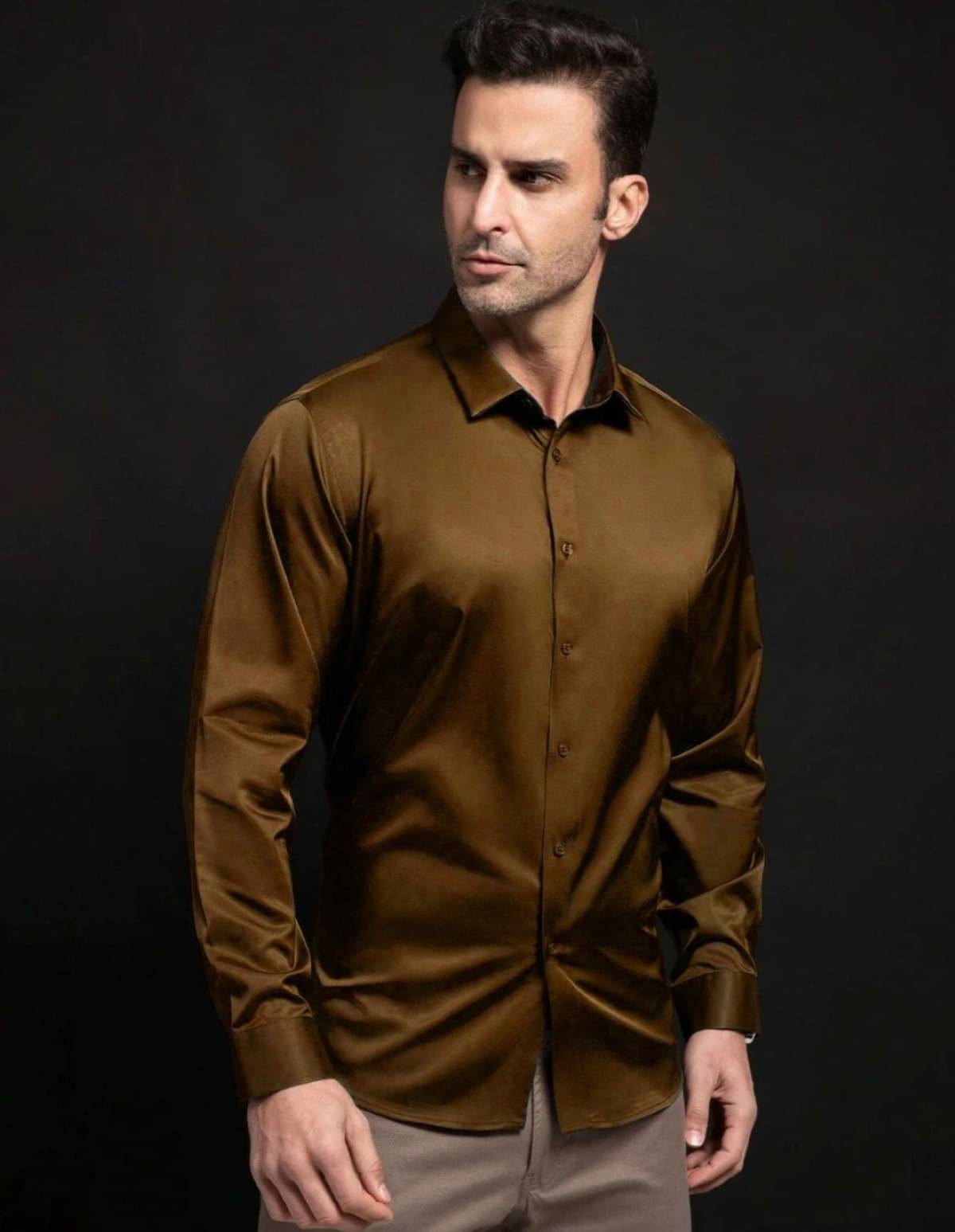 Helix Attire Satin Regular Fit Full Sleeves Men's Formal Shirt - Coffee ( Pack of 1 ) Helix Attire Satin Regular Fit Full Sleeves Men's Formal Shirt - Coffee ( Pack of 1 )