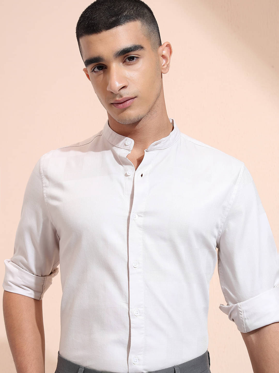    			Highlander 100% Cotton Regular Fit Self Design Full Sleeves Men's Casual Shirt - Pink ( Pack of 1 )
