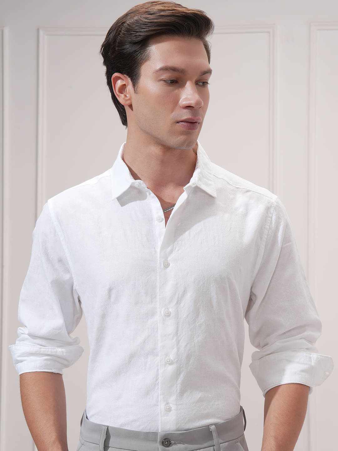 Highlander 100% Cotton Relaxed Fit Self Design Full Sleeves Men's Casual Shirt - White ( Pack of 1 ) Highlander 100% Cotton Relaxed Fit Self Design Full Sleeves Men's Casual Shirt - White ( Pack of 1 )