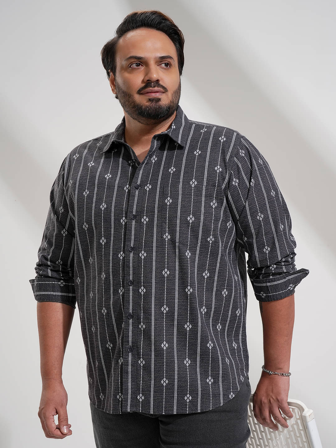     			Highlander 100% Cotton Relaxed Fit Printed Full Sleeves Men's Casual Shirt - Grey ( Pack of 1 )