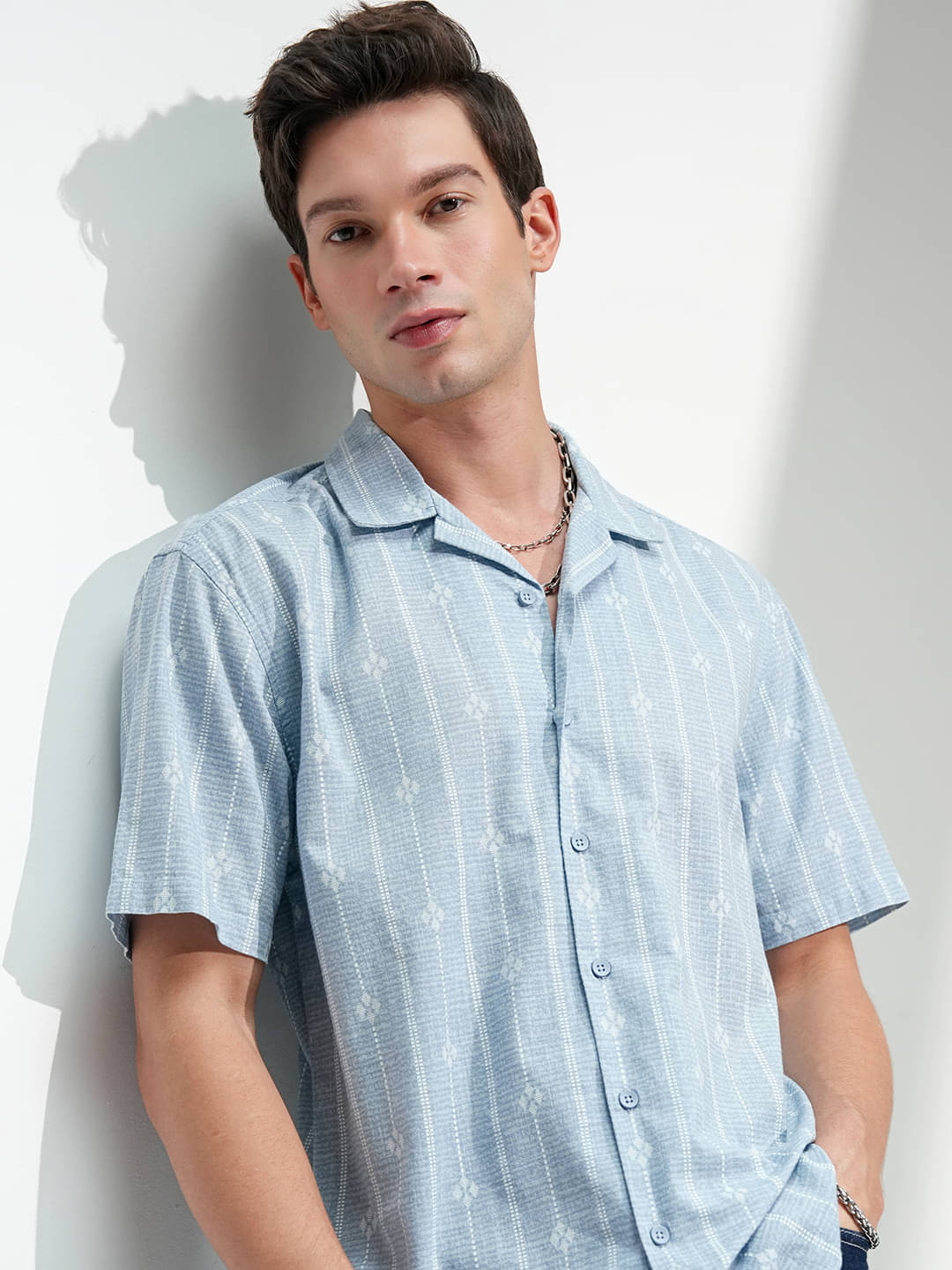     			Highlander 100% Cotton Relaxed Fit Printed Half Sleeves Men's Casual Shirt - Blue ( Pack of 1 )