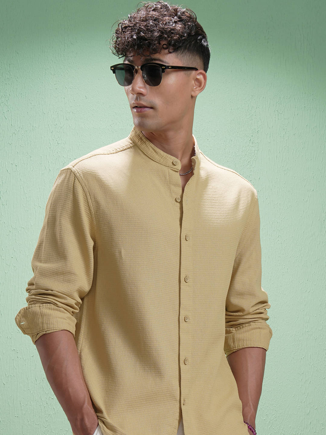 Highlander 100% Cotton Relaxed Fit Self Design Full Sleeves Men's Casual Shirt - Khaki ( Pack of 1 ) Highlander 100% Cotton Relaxed Fit Self Design Full Sleeves Men's Casual Shirt - Khaki ( Pack of 1 )