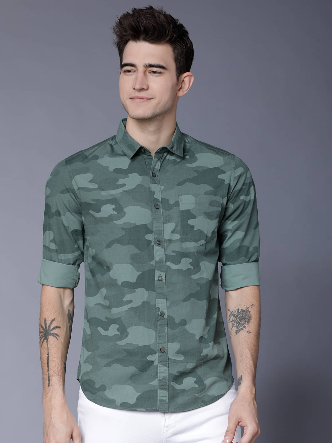 Highlander 100% Cotton Slim Fit Printed Full Sleeves Men's Casual Shirt - Light Green ( Pack of 1 ) Highlander 100% Cotton Slim Fit Printed Full Sleeves Men's Casual Shirt - Light Green ( Pack of 1 )
