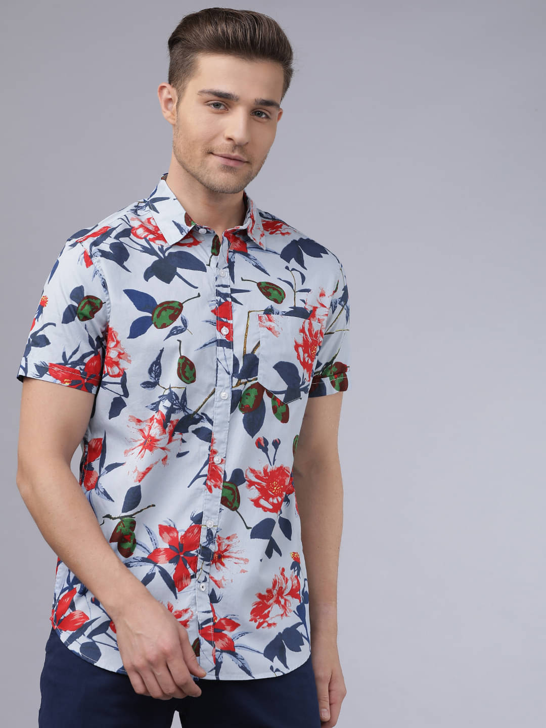 Highlander 100% Cotton Slim Fit Printed Half Sleeves Men's Casual Shirt - Blue ( Pack of 1 ) Highlander 100% Cotton Slim Fit Printed Half Sleeves Men's Casual Shirt - Blue ( Pack of 1 )