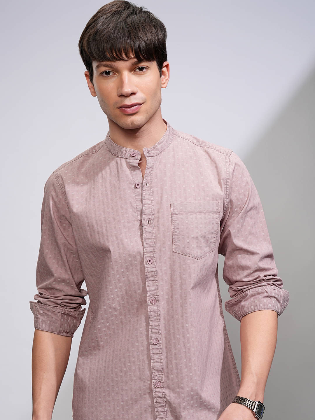     			Highlander 100% Cotton Slim Fit Checks Full Sleeves Men's Casual Shirt - Pink ( Pack of 1 )