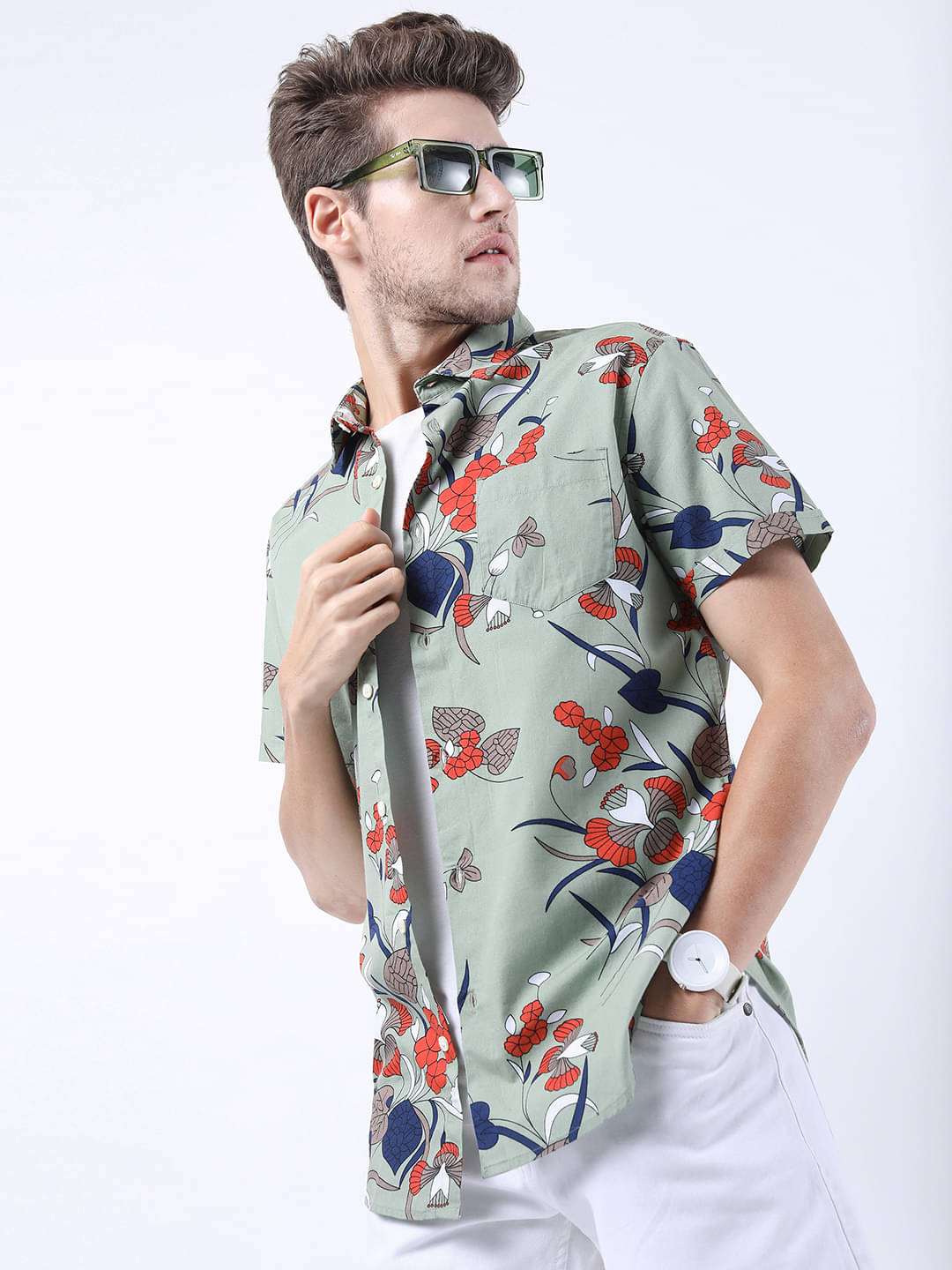     			Highlander 100% Cotton Slim Fit Printed Half Sleeves Men's Casual Shirt - Multicolor ( Pack of 1 )