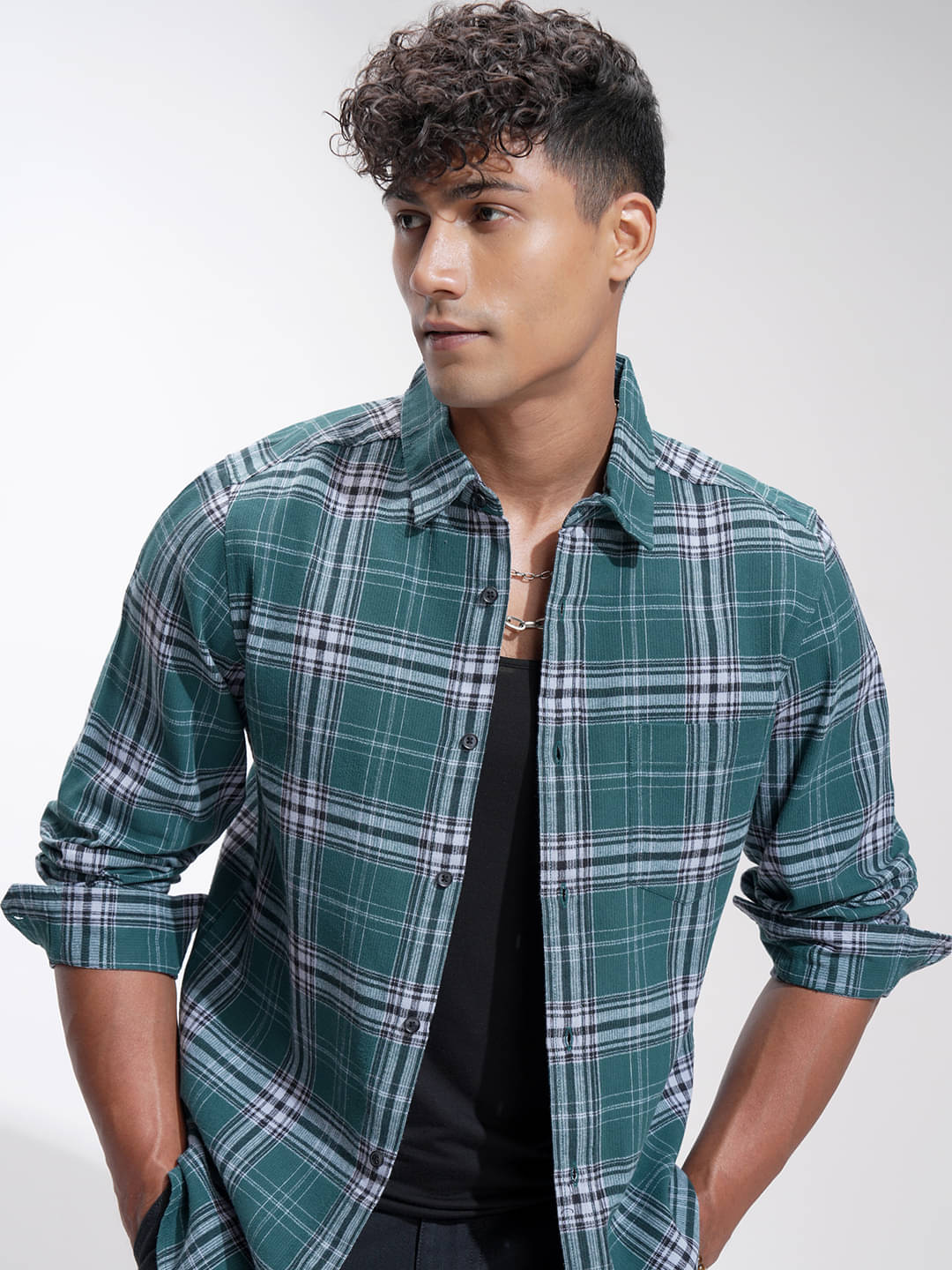     			Highlander Cotton Blend Regular Fit Checks Full Sleeves Men's Casual Shirt - Green ( Pack of 1 )