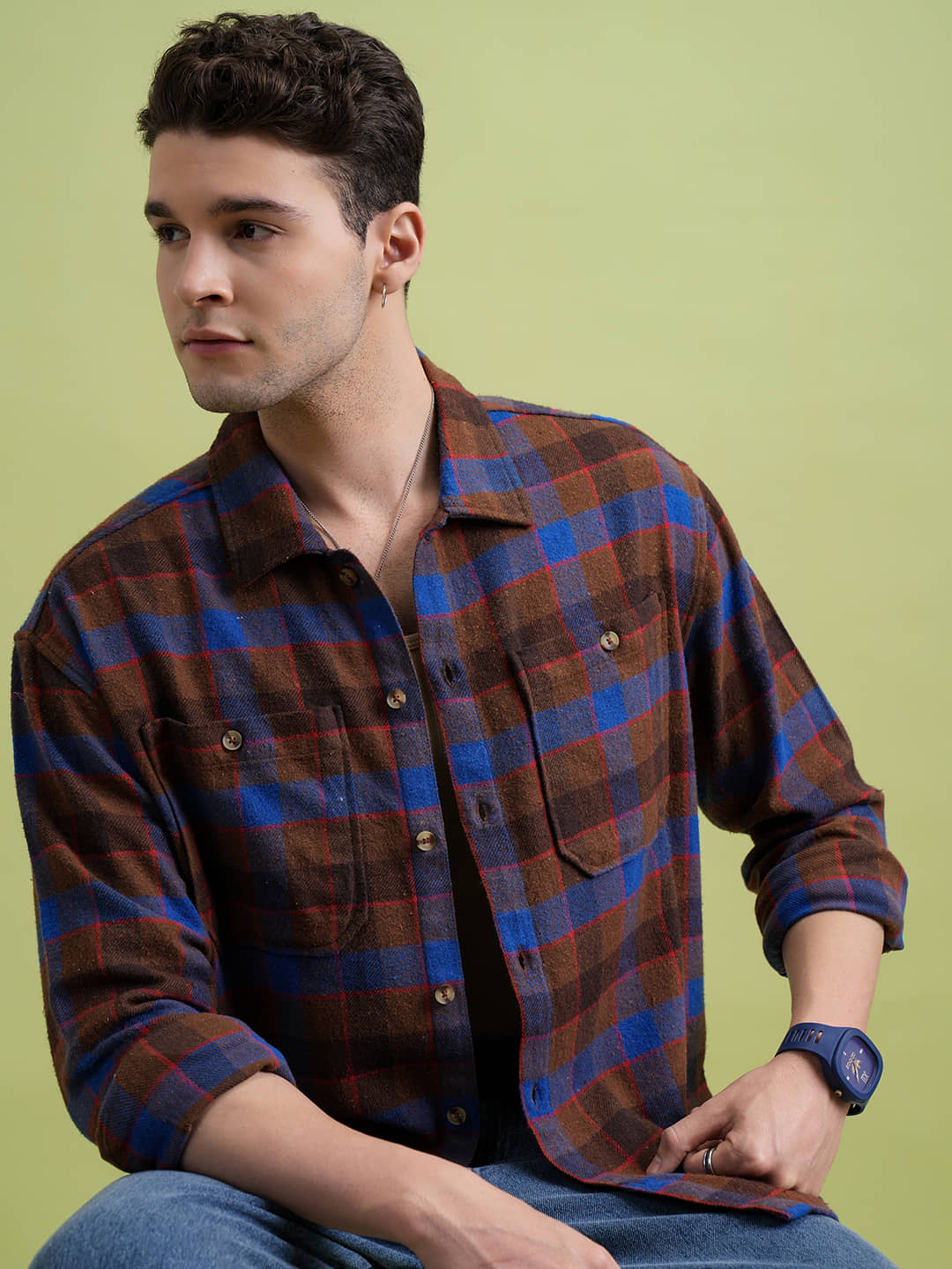 Highlander Cotton Blend Regular Fit Checks Full Sleeves Men's Casual Shirt - Multicolor ( Pack of 1 )