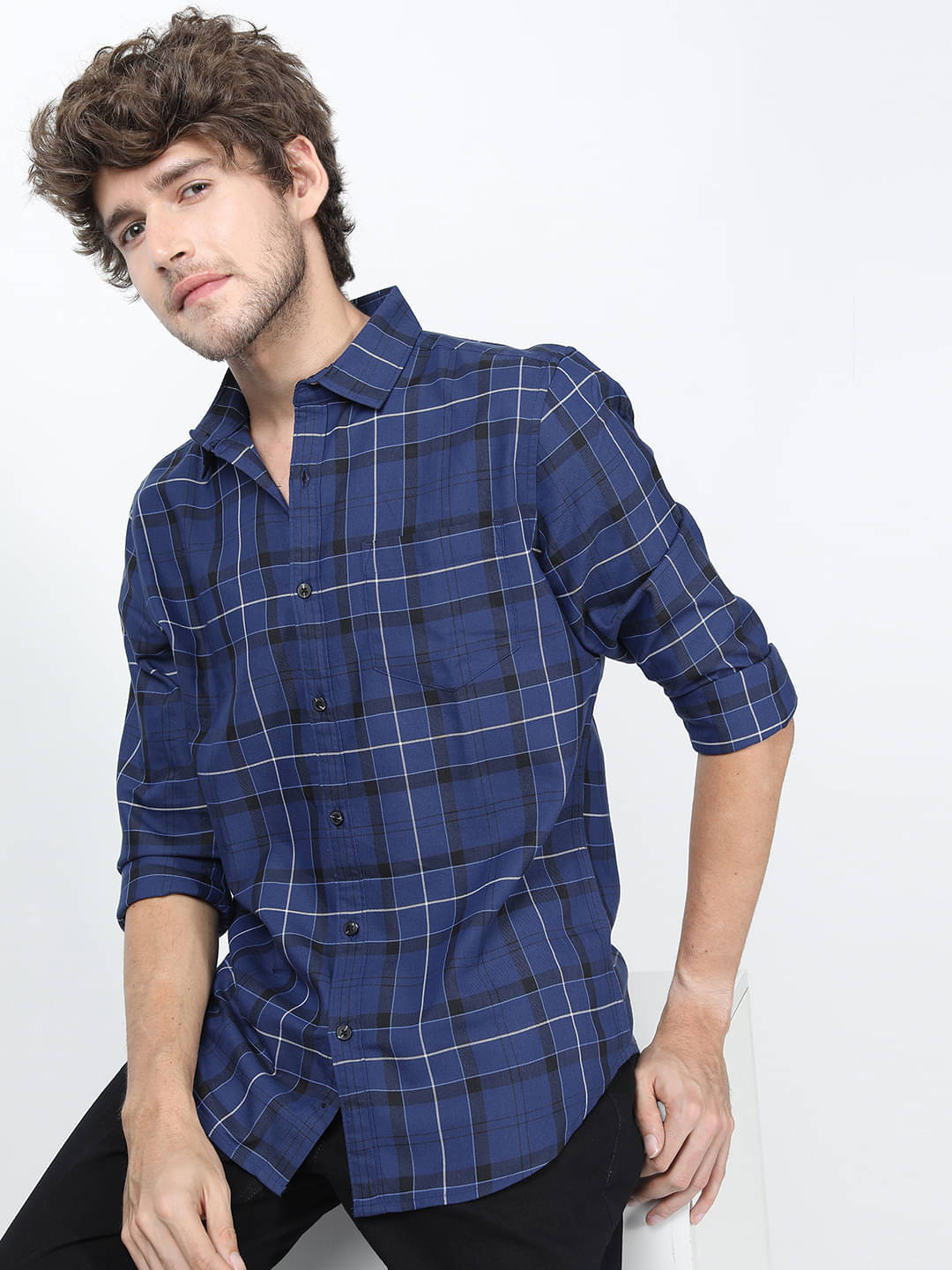     			Highlander Cotton Blend Slim Fit Checks Full Sleeves Men's Casual Shirt - Multicolor ( Pack of 1 )