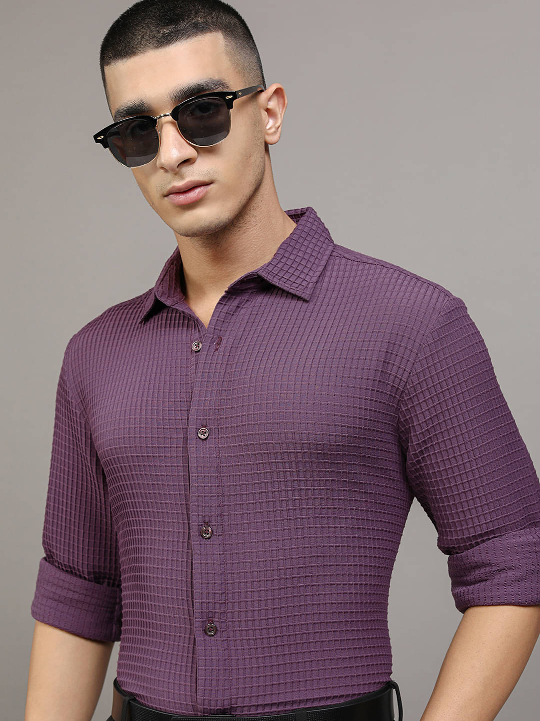     			Highlander Poly Cotton Regular Fit Self Design Full Sleeves Men's Casual Shirt - Multicolor ( Pack of 1 )
