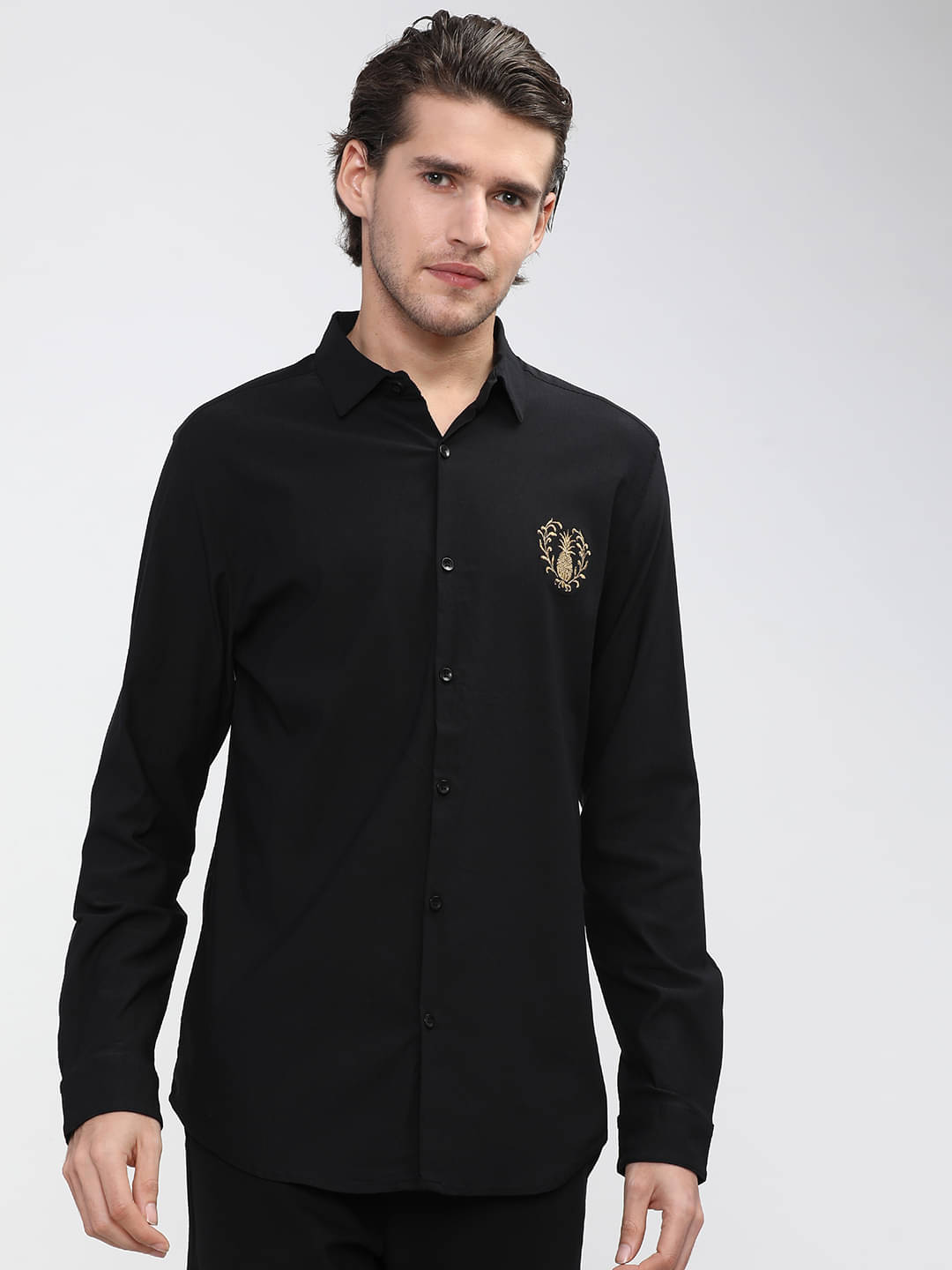 Highlander Poly Cotton Slim Fit Self Design Full Sleeves Men's Casual Shirt - Black ( Pack of 1 ) Highlander Poly Cotton Slim Fit Self Design Full Sleeves Men's Casual Shirt - Black ( Pack of 1 )