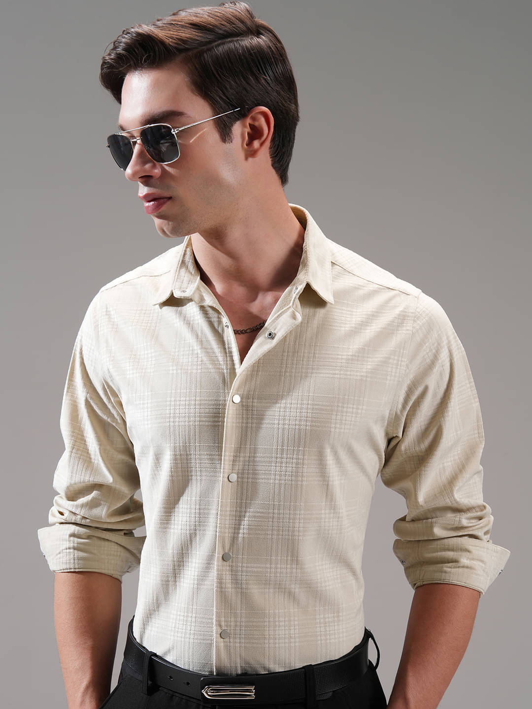 Highlander Polyester Slim Fit Self Design Full Sleeves Men's Casual Shirt - Beige ( Pack of 1 ) Highlander Polyester Slim Fit Self Design Full Sleeves Men's Casual Shirt - Beige ( Pack of 1 )
