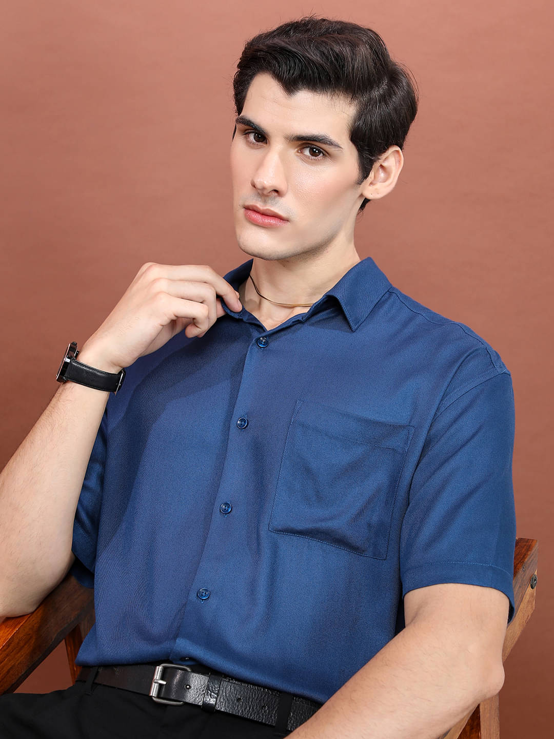 Highlander Viscose Oversized Fit Solids Half Sleeves Men's Casual Shirt - Dark Blue ( Pack of 1 ) Highlander Viscose Oversized Fit Solids Half Sleeves Men's Casual Shirt - Dark Blue ( Pack of 1 )