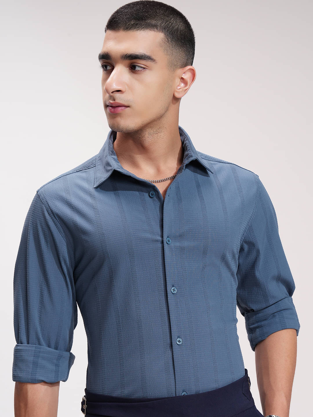     			Highlander Viscose Regular Fit Self Design Full Sleeves Men's Casual Shirt - Blue ( Pack of 1 )