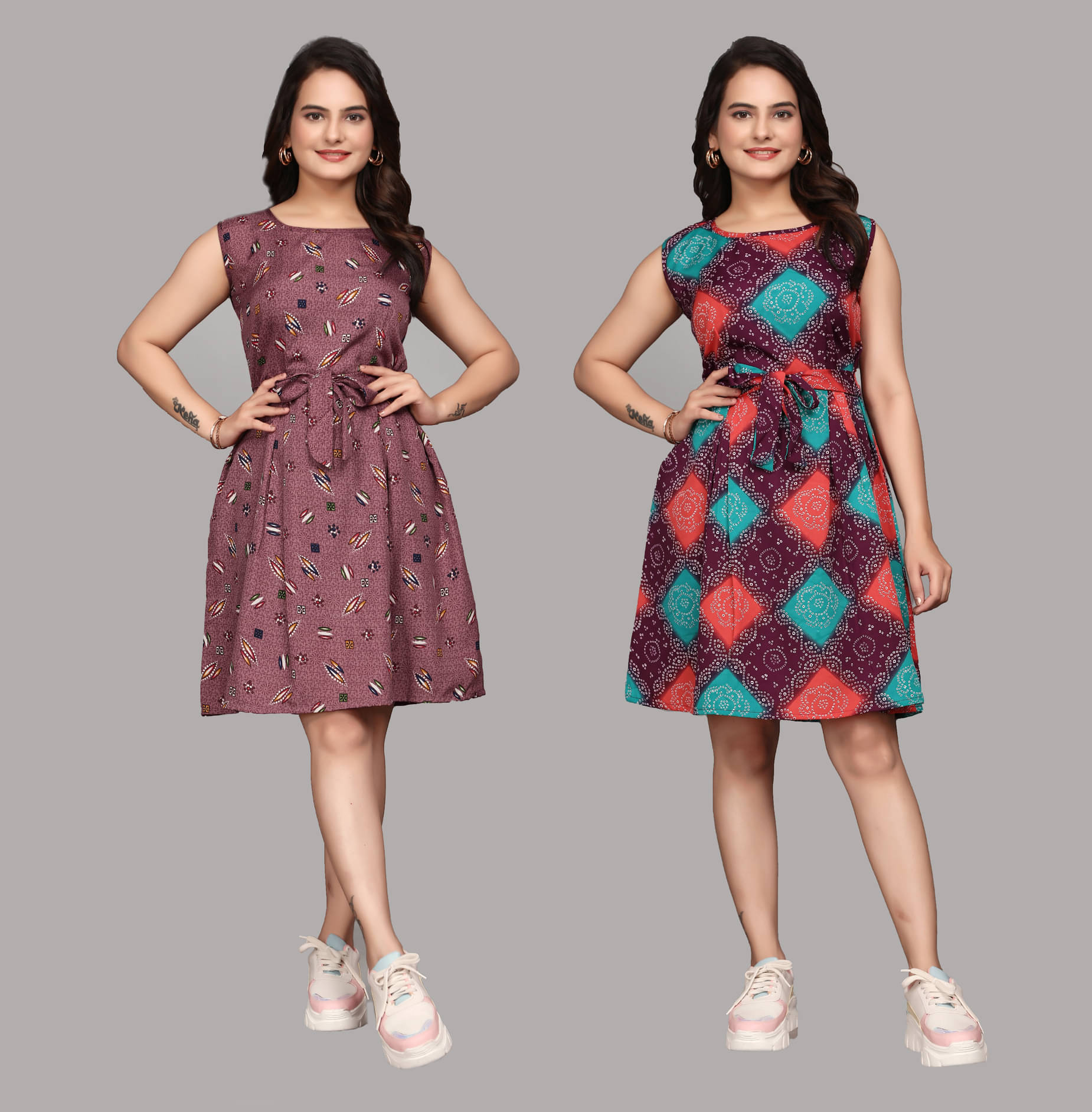 KALAVRITTA Women Crepe Printed Fit & Flare Dress ( Multicolor 7 ) KALAVRITTA Women Crepe Printed Fit & Flare Dress ( Multicolor 7 )