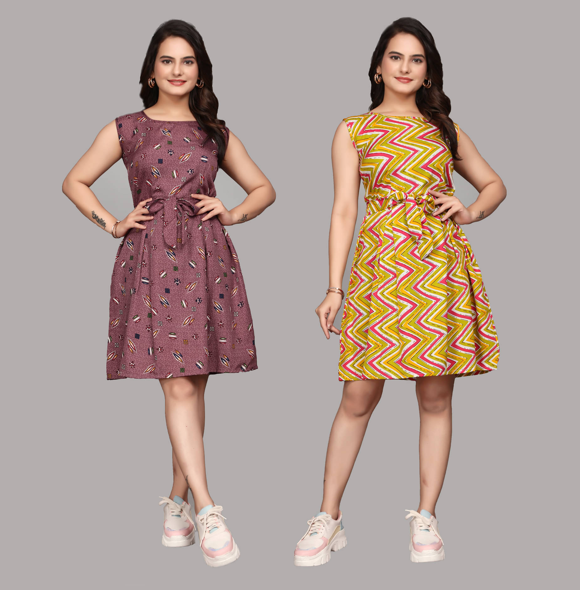 KALAVRITTA Women Crepe Printed Fit & Flare Dress ( Multicolor 8 ) KALAVRITTA Women Crepe Printed Fit & Flare Dress ( Multicolor 8 )